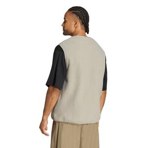 adidas Men's City Tech 3 Stripes High Pile Fleece Vest - Silver Pebble - SILVER PEBBLE