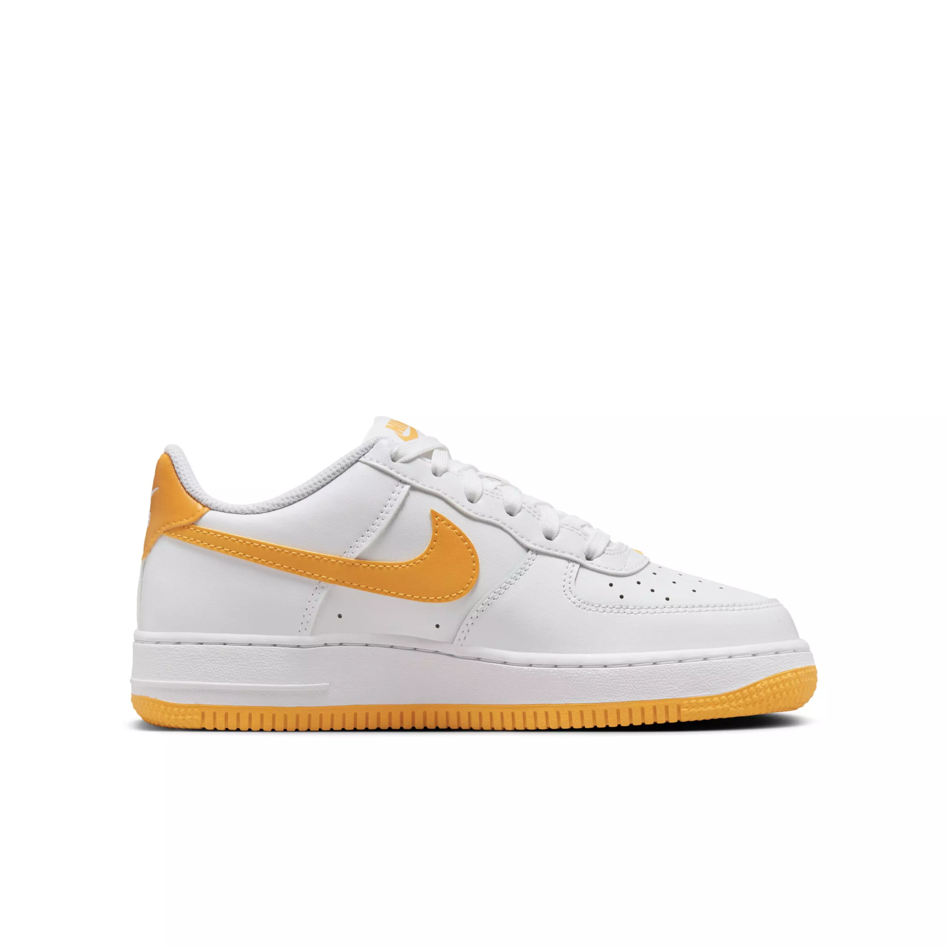 Nike Air Force 1 "White/White/University Gold" Grade School Boys' Shoe - WHITE/WHITE/GOLD