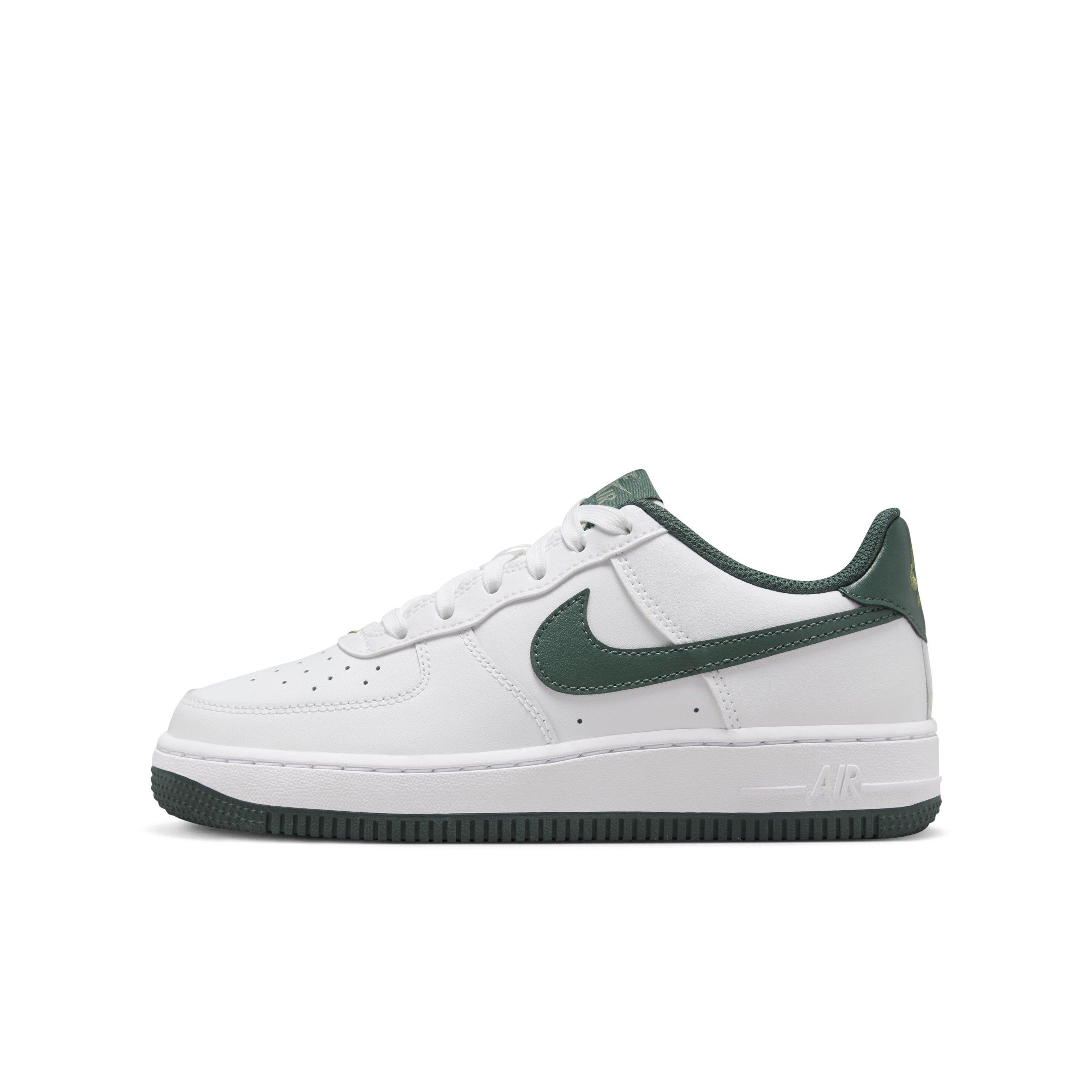 Nike Air Force 1 "White/Oil Green/Vintage Green" Grade School Boys' Shoe - WHITE/GREEN/GREEN Thumbnail View 2