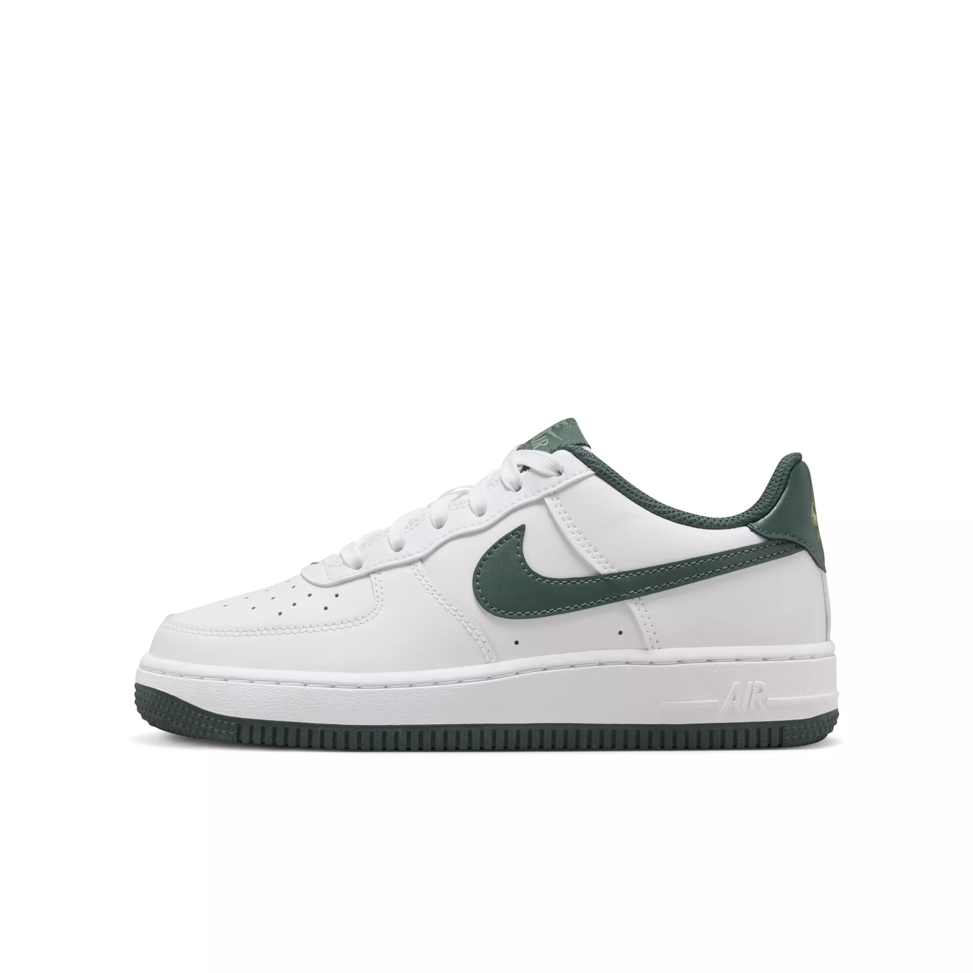 Nike Air Force 1 "White/Oil Green/Vintage Green" Grade School Boys' Shoe - WHITE/GREEN/GREEN