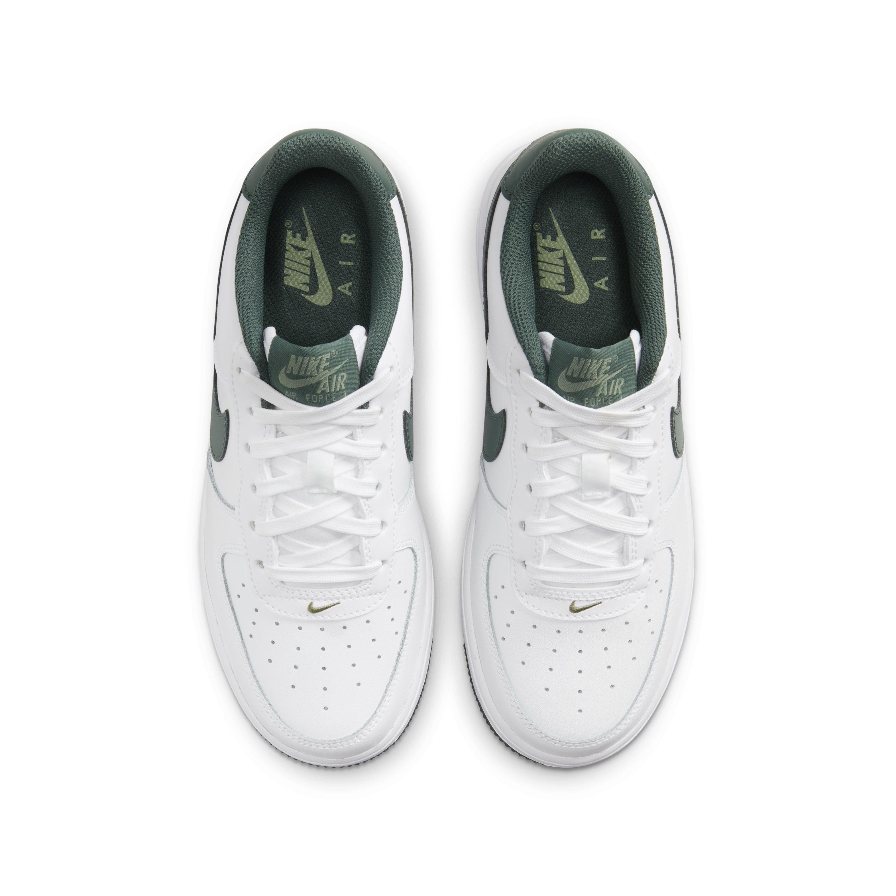 Nike Air Force 1 "White/Oil Green/Vintage Green" Grade School Boys' Shoe - WHITE/GREEN/GREEN Thumbnail View 4