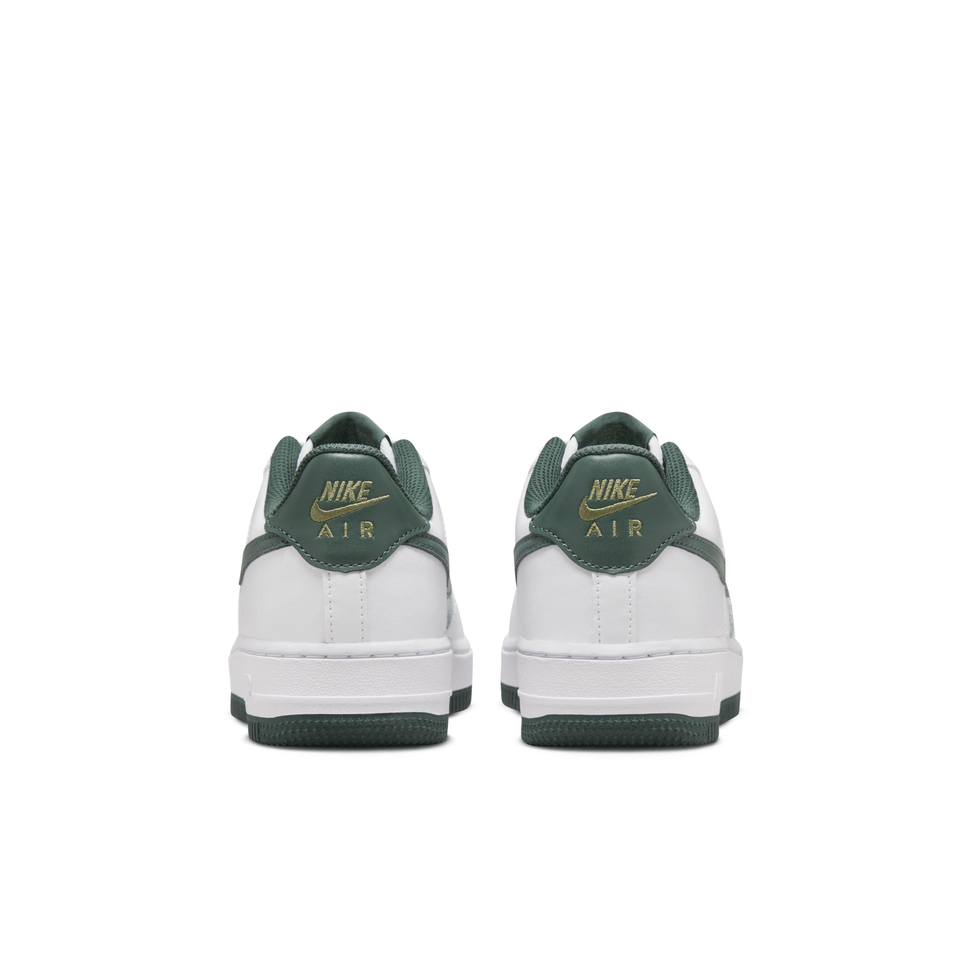 Nike Air Force 1 "White/Oil Green/Vintage Green" Grade School Boys' Shoe - WHITE/GREEN/GREEN Thumbnail View 5