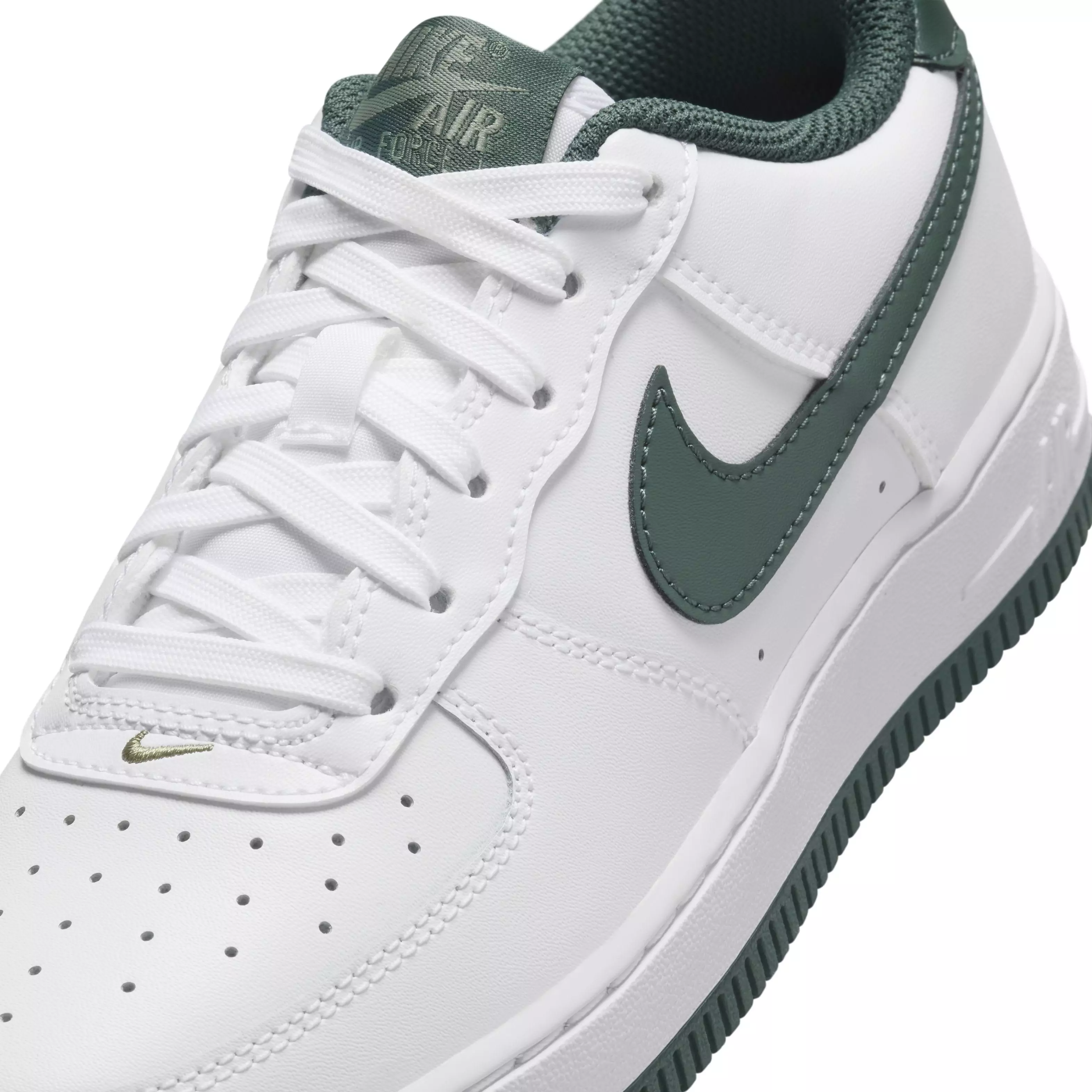 Nike Air Force 1 "White/Oil Green/Vintage Green" Grade School Boys' Shoe - WHITE/GREEN/GREEN