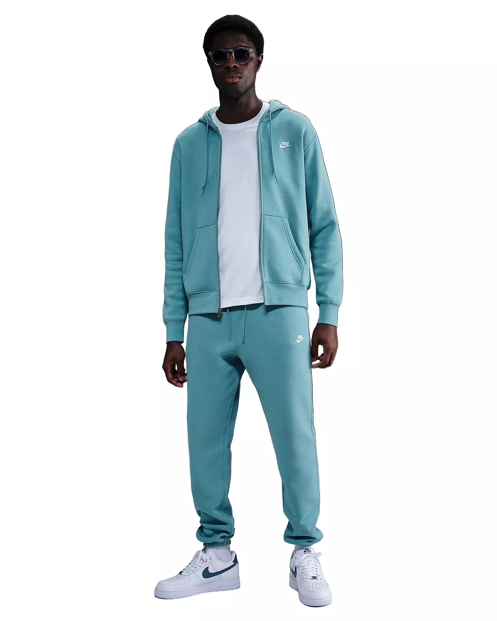 Nike Men's Club Cuffed Brushed Fleece Pants - Turquoise - TURQUOISE 