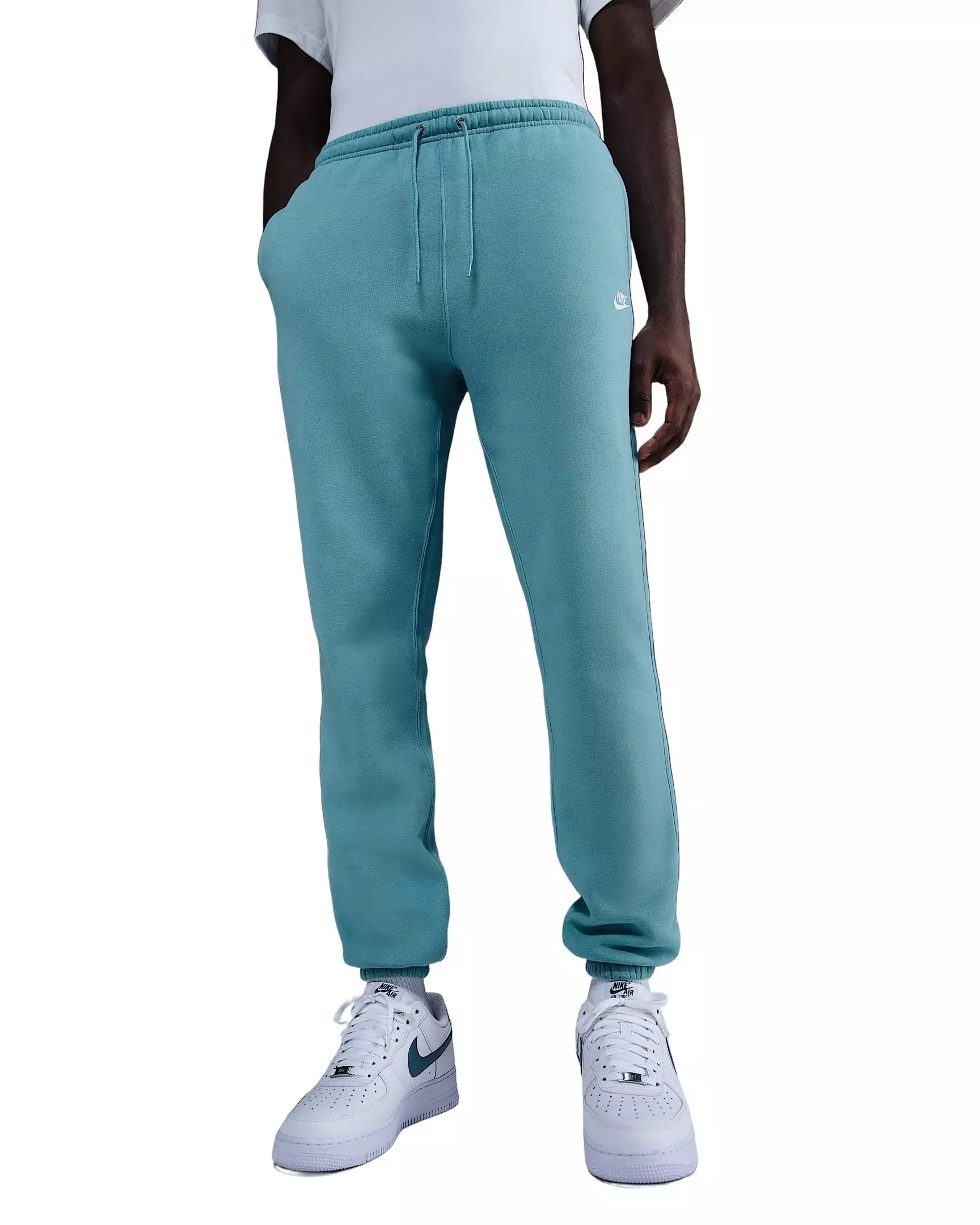 Nike Men's Club Cuffed Brushed Fleece Pants -Turquoise - TURQUOISE 