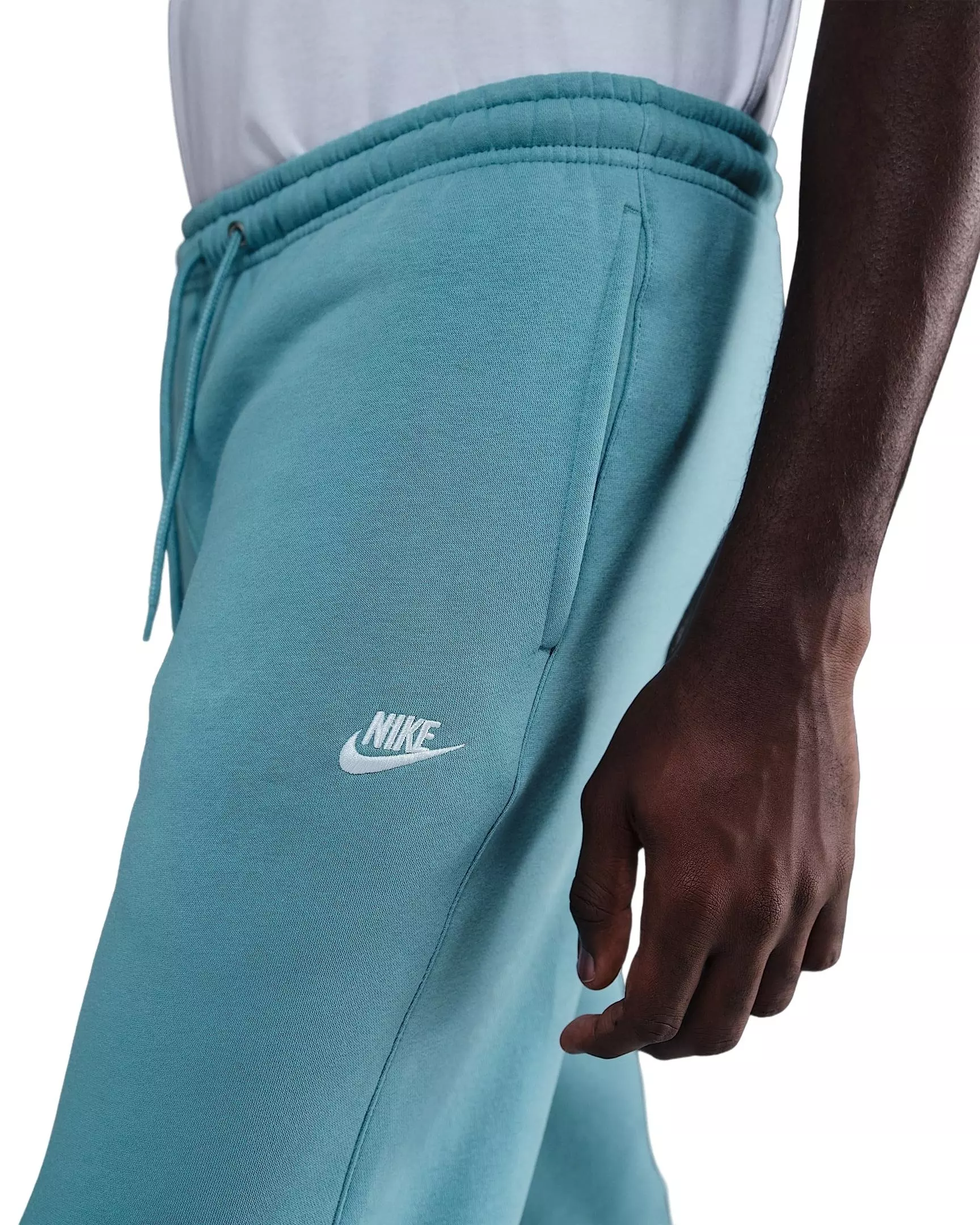 Nike Men's Club Cuffed Brushed Fleece Pants -Turquoise - TURQUOISE 