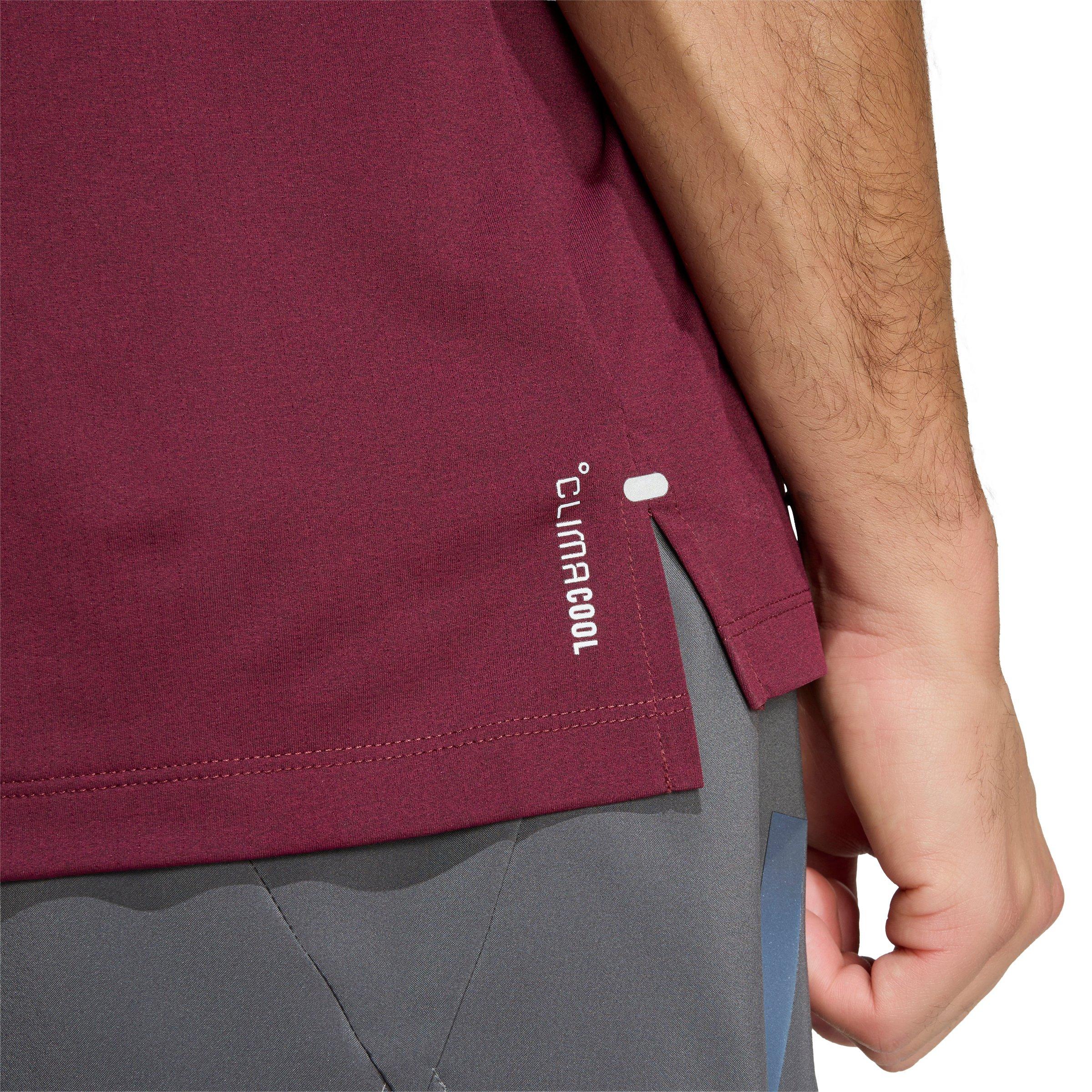 adidas Men's ADI365 Running Climacool Iconic T-Shirt - Maroon - MAROON