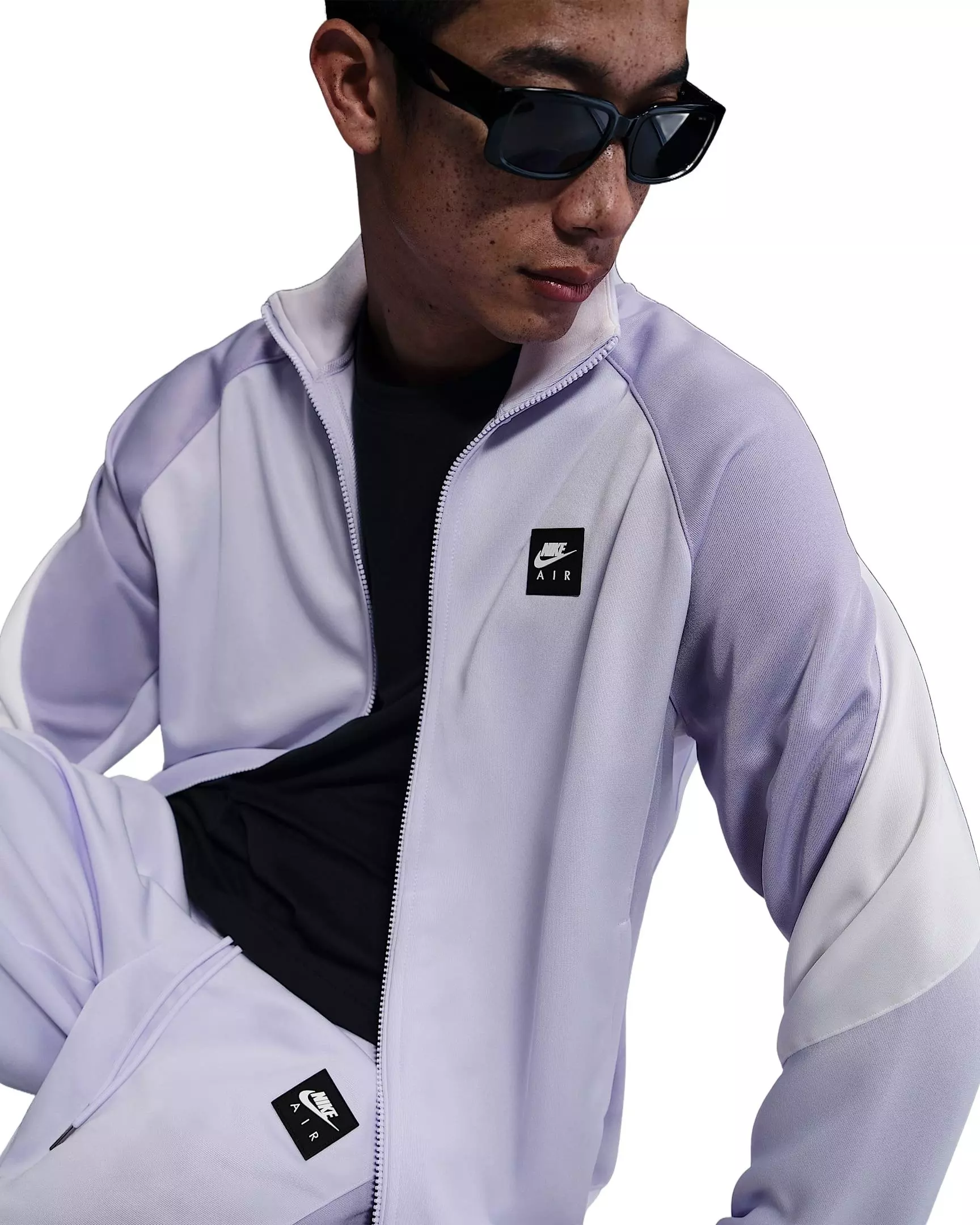 Nike Air Men's Poly-Knit Full-Zip Jacket -Purple - PURPLE