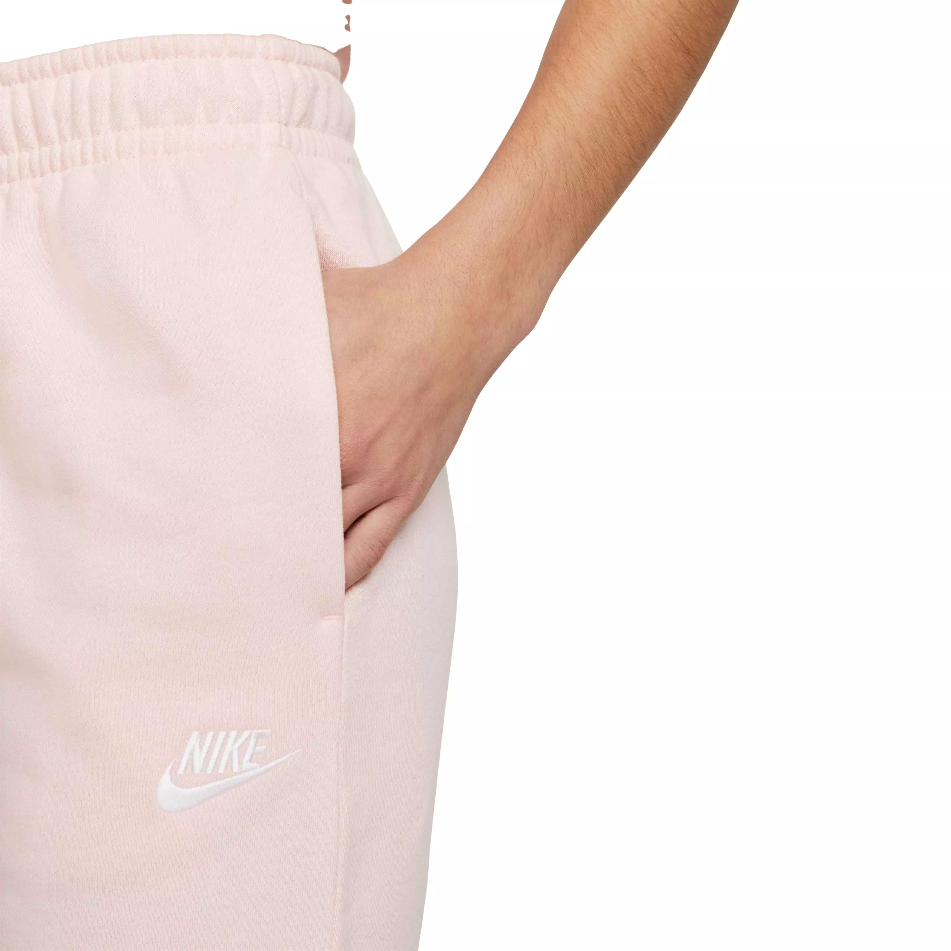 Nike Women's Sportswear Essential MR Fleece Pants-Lt Pink - PINK