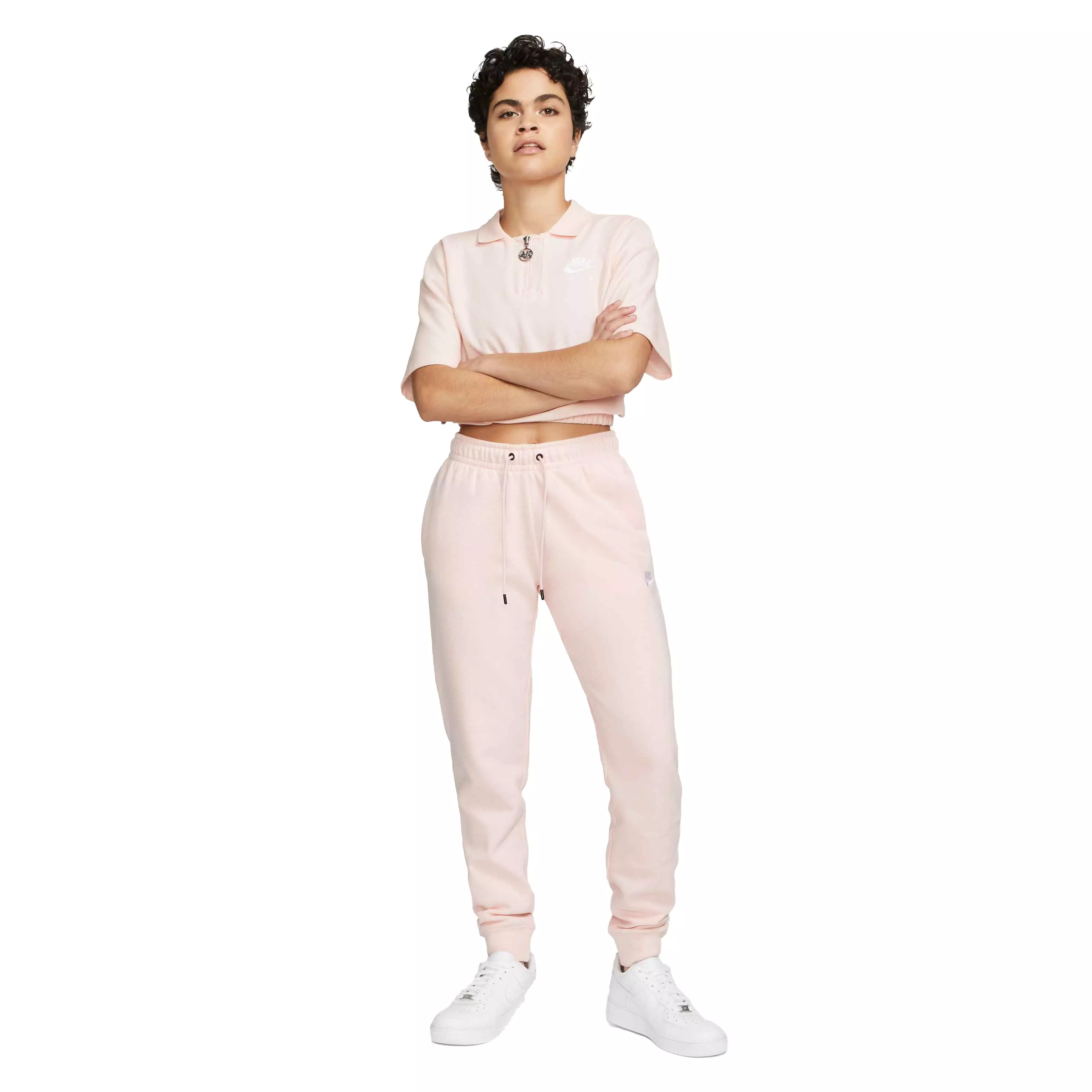 Nike Women's Sportswear Essential MR Fleece Pants-Lt Pink - PINK