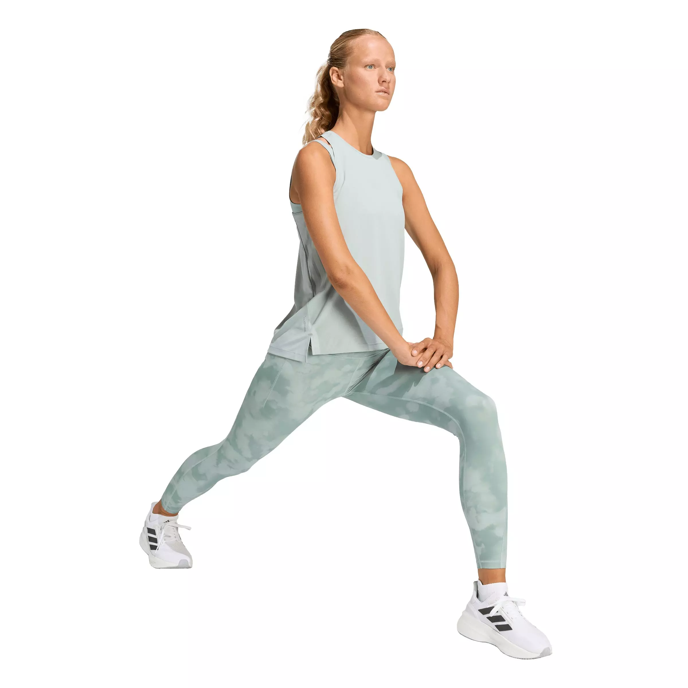 adidas Women's adi365 Climacool All Over Print Running 7/8 Leggings-Sage Green - SAGE GREEN