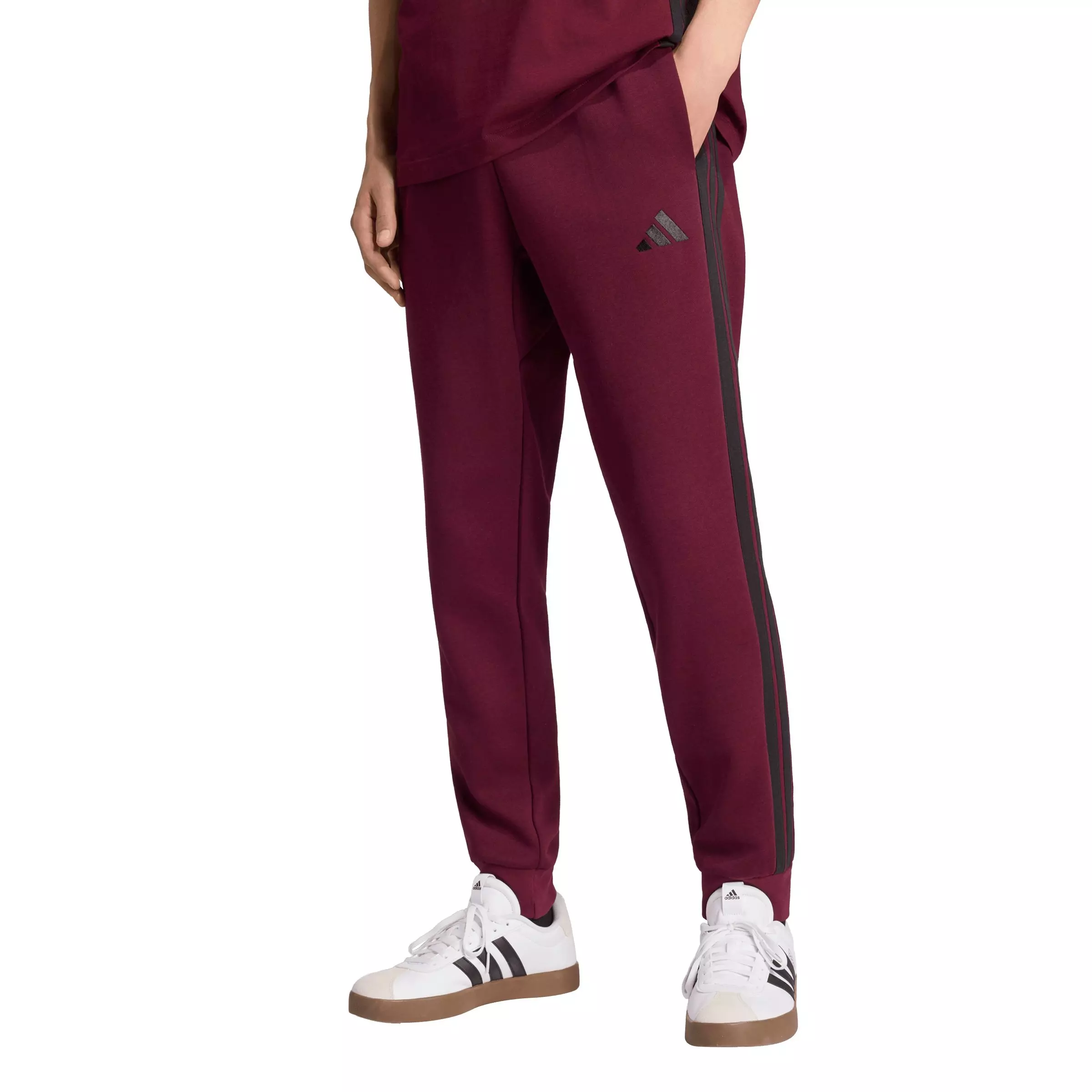 adidas Men's Essentials 3-Stripes Fleece Joggers - Maroon - MAROON