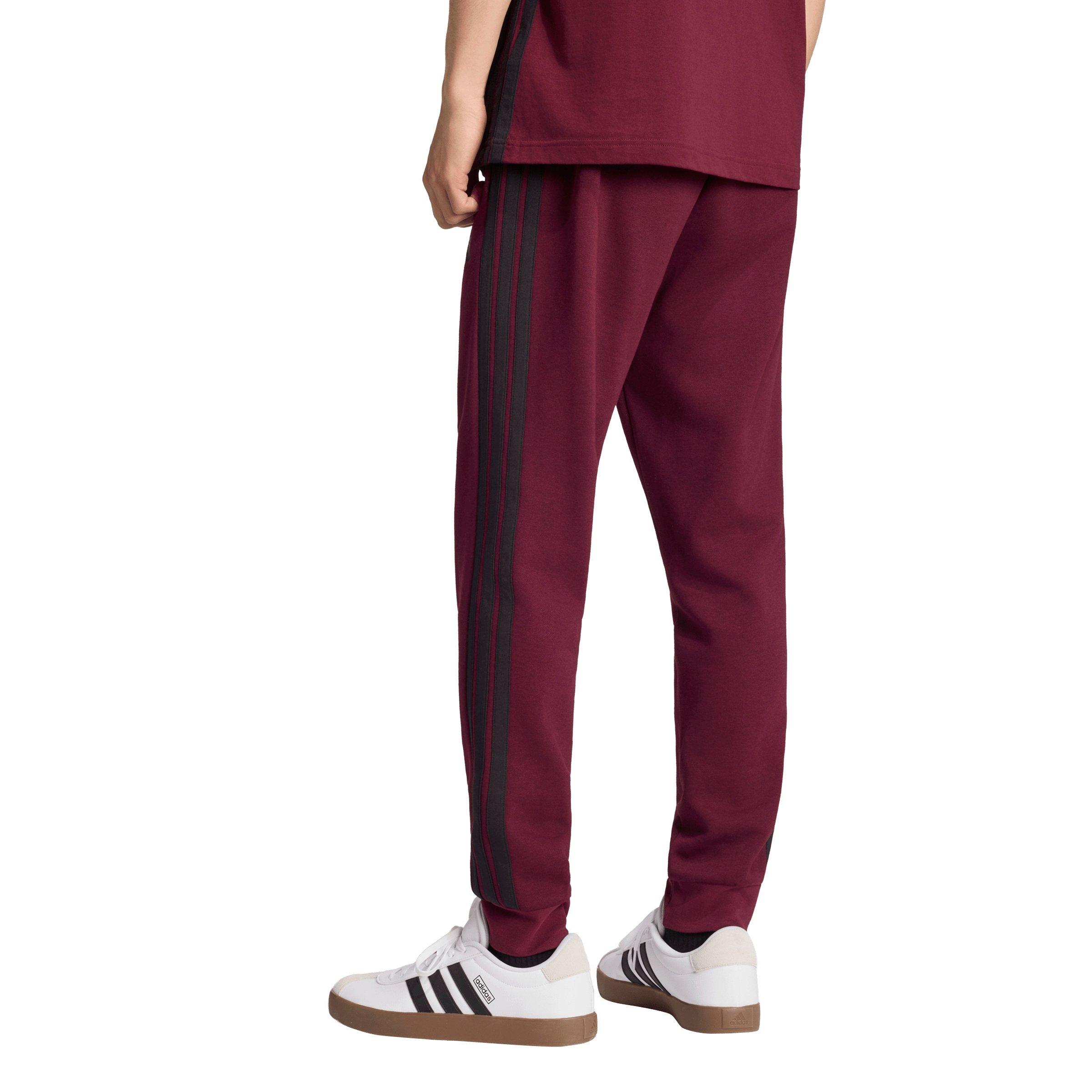 adidas Men's Essentials 3-Stripes Fleece Joggers - Maroon - MAROON