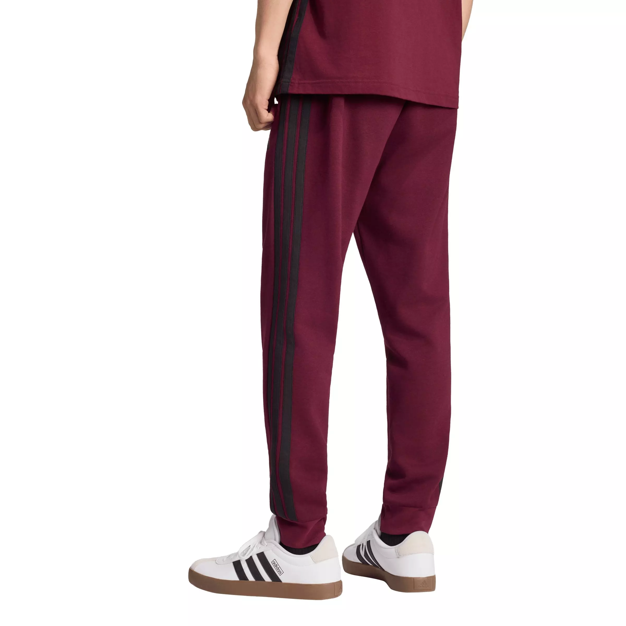 adidas Men's Essentials 3-Stripes Fleece Joggers - Maroon - MAROON