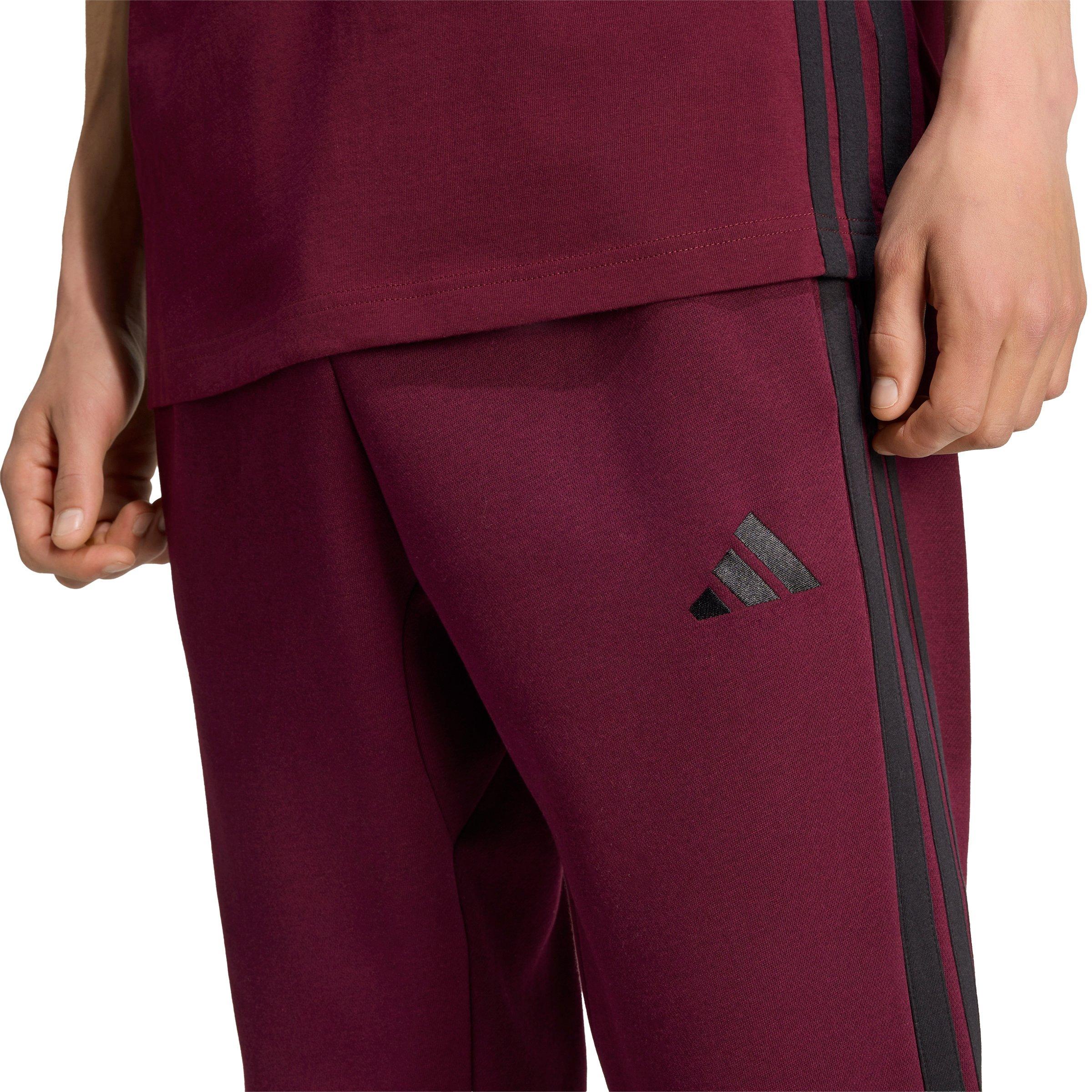 adidas Men's Essentials 3-Stripes Fleece Joggers - Maroon - MAROON