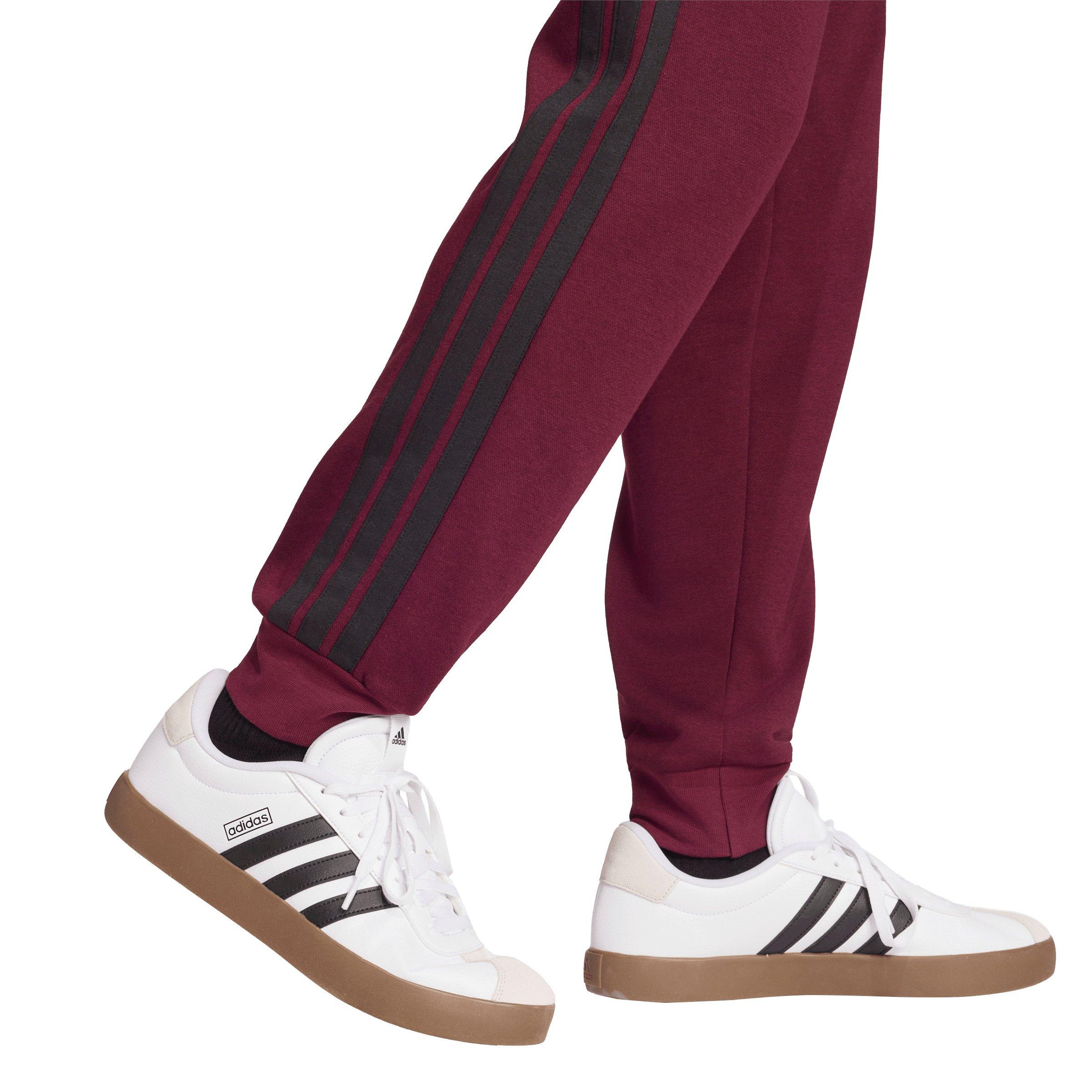 adidas Men's Essentials 3-Stripes Fleece Joggers - Maroon - MAROON