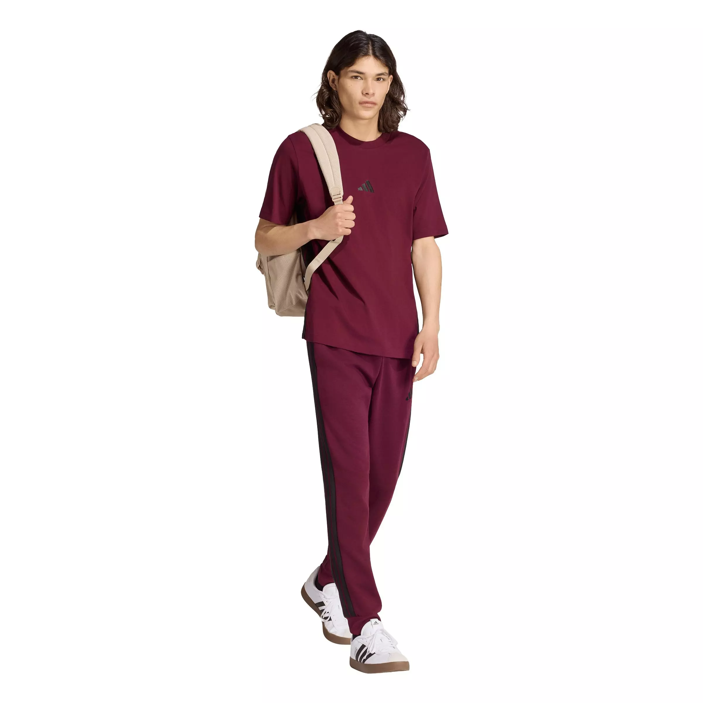 adidas Men's Essentials 3-Stripes Fleece Joggers - Maroon - MAROON