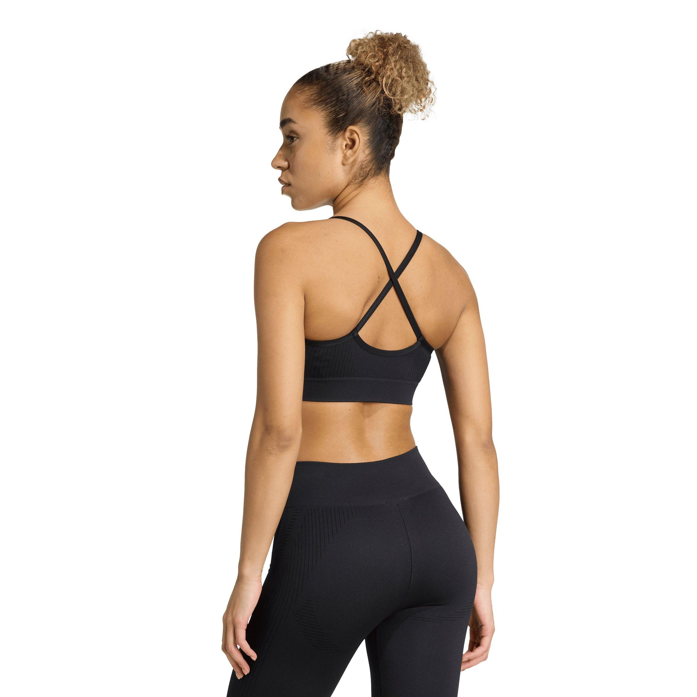 adidas Women's Workout Essentials Light-Support Knit Bra-Black - BLACK Thumbnail View 2