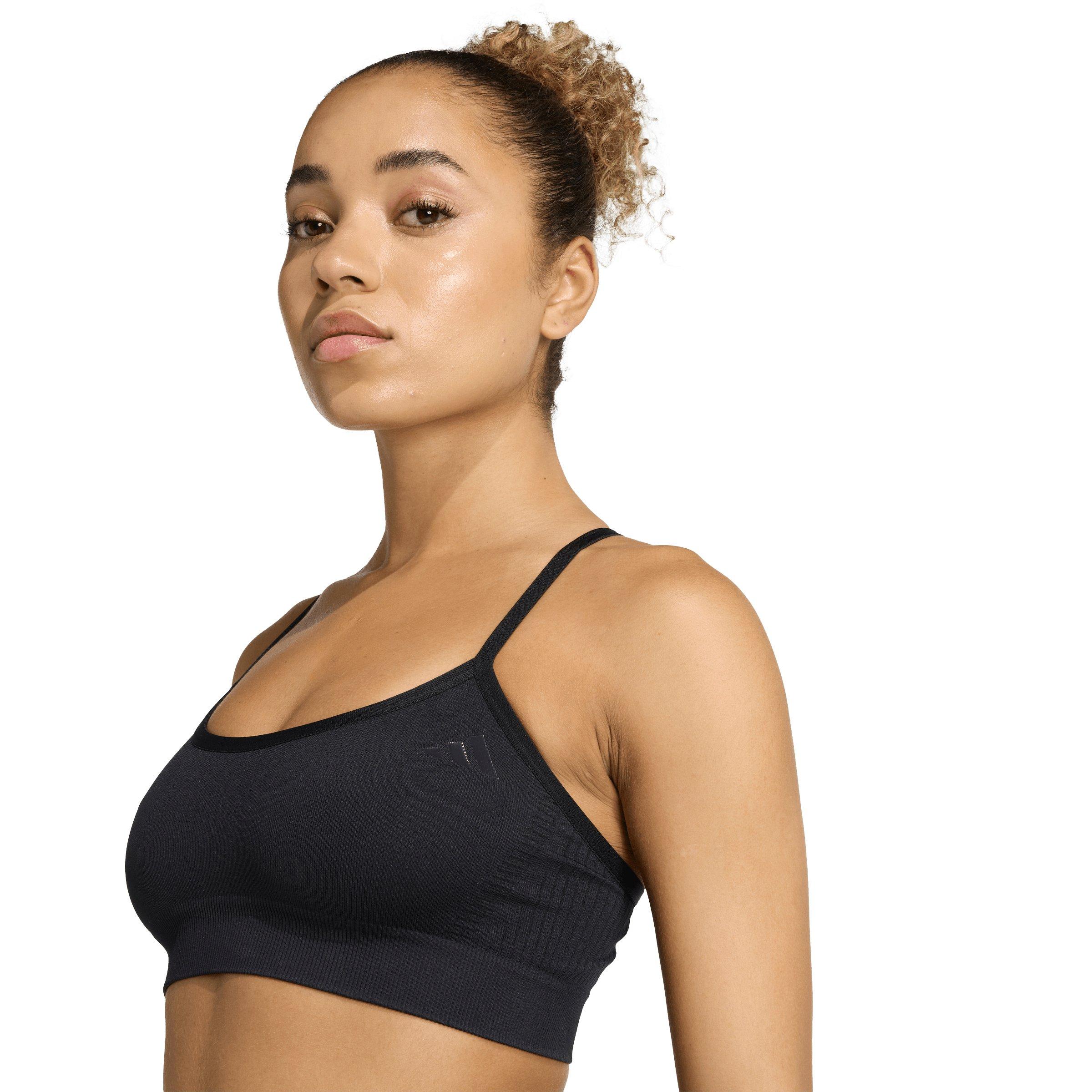 adidas Women's Workout Essentials Light-Support Knit Bra-Black - BLACK Thumbnail View 3