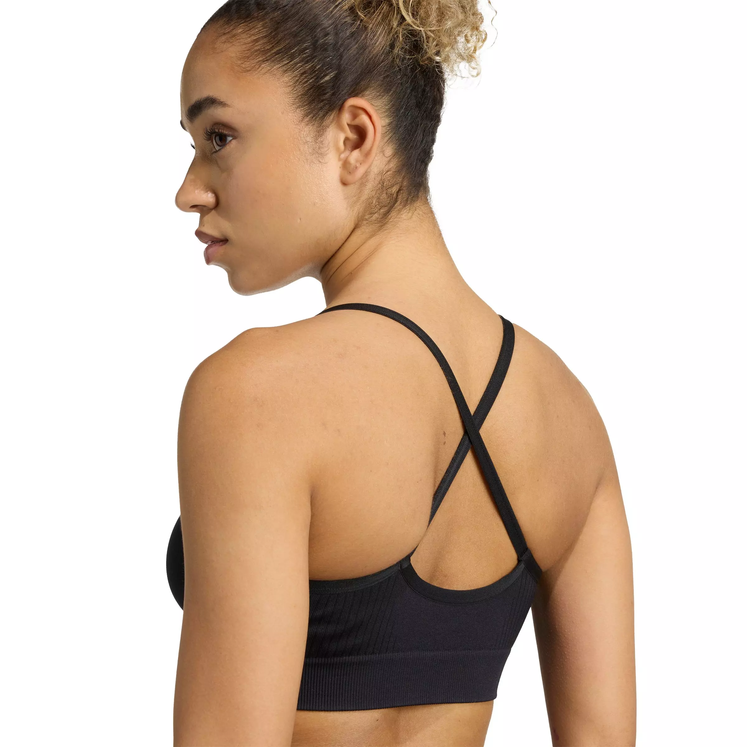 adidas Women's Workout Essentials Light-Support Knit Bra-Black - BLACK