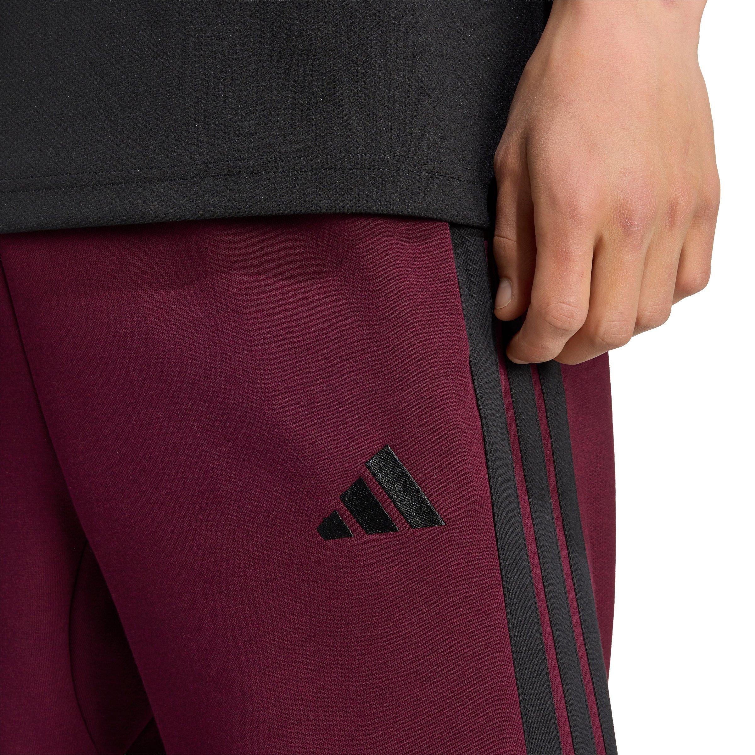 adidas Men's Essentials 3-Stripes Open Hem Fleece Joggers - Maroon - MAROON