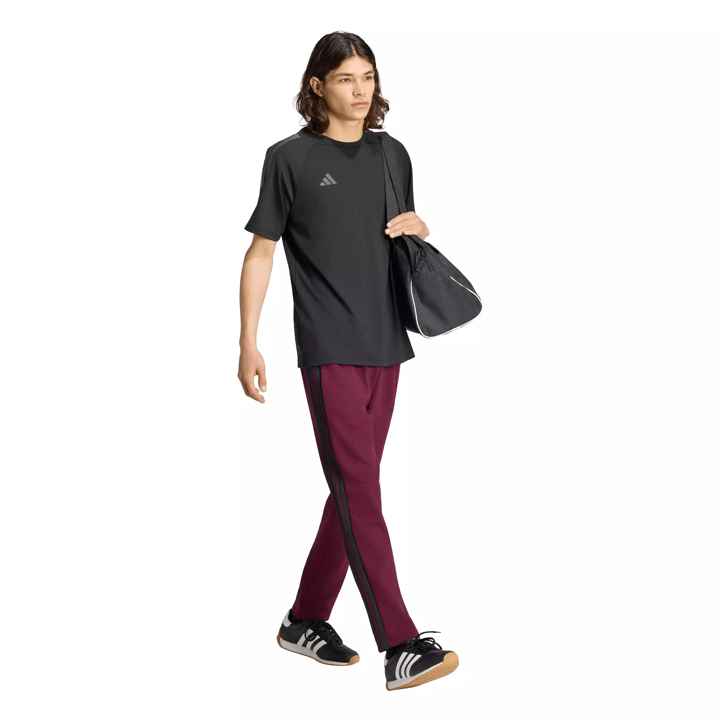 adidas Men's Essentials 3-Stripes Open Hem Fleece Joggers - Maroon - MAROON