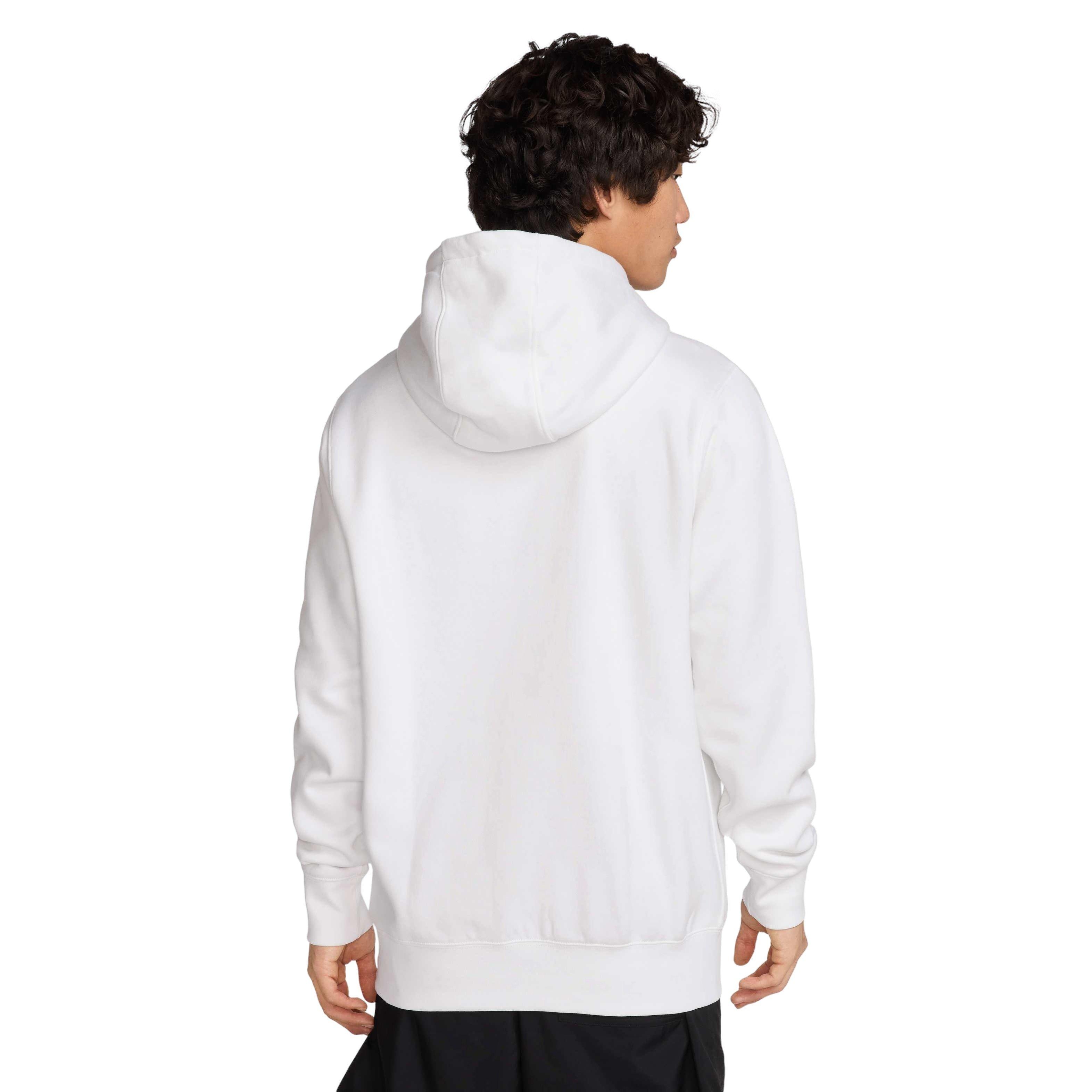 Nike Men's Club Pullover Fleece Hoodie - WHITE Thumbnail View 2