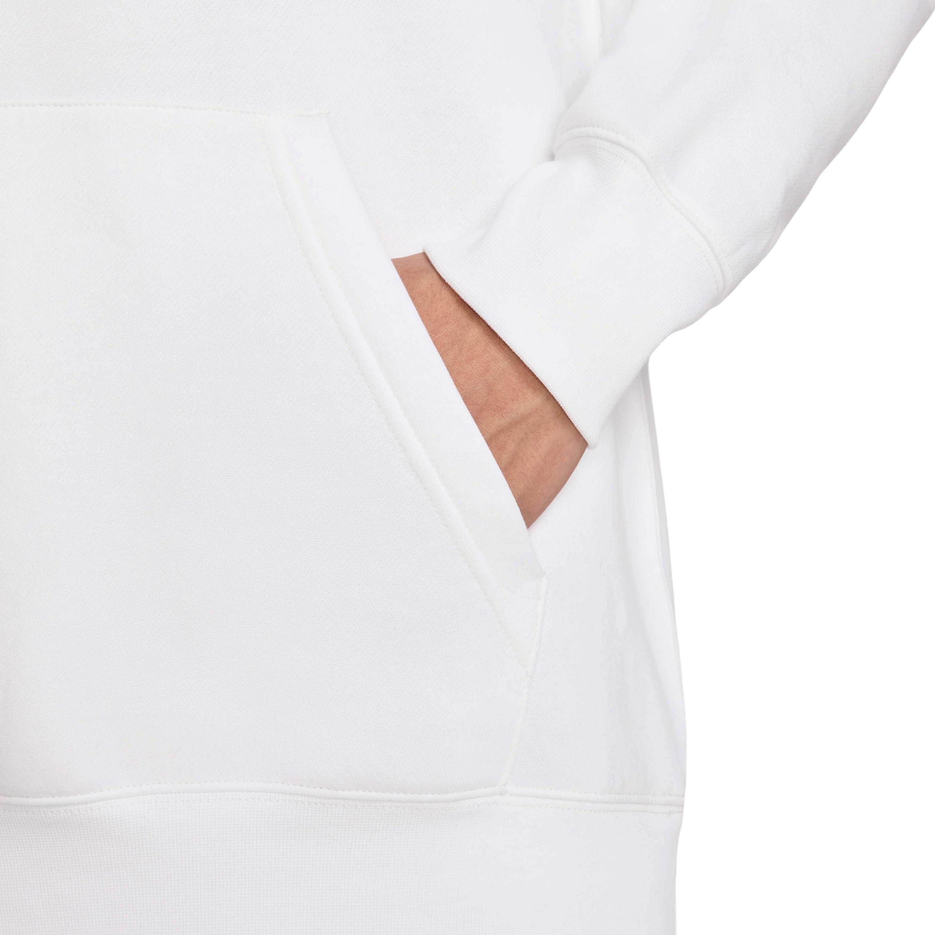 Nike Men's Club Pullover Fleece Hoodie - WHITE Thumbnail View 5