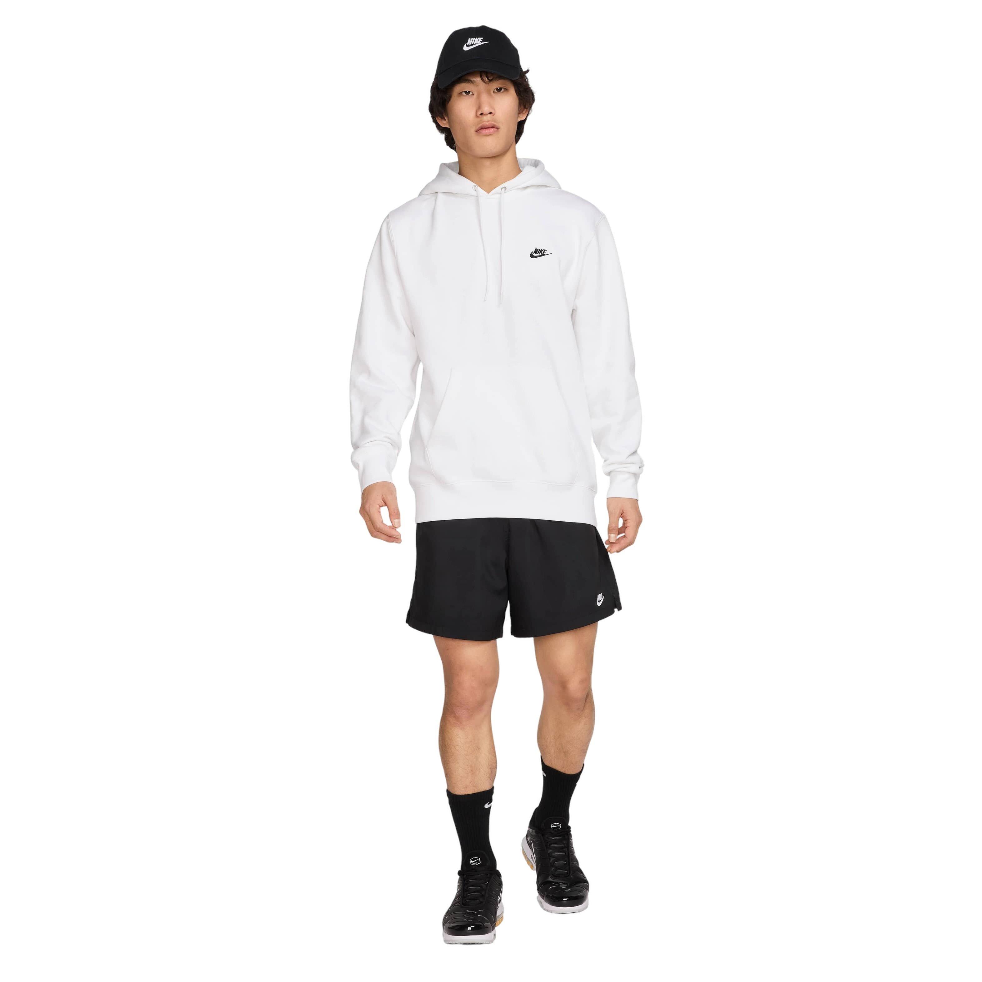 Nike Men's Club Pullover Fleece Hoodie - WHITE Thumbnail View 7