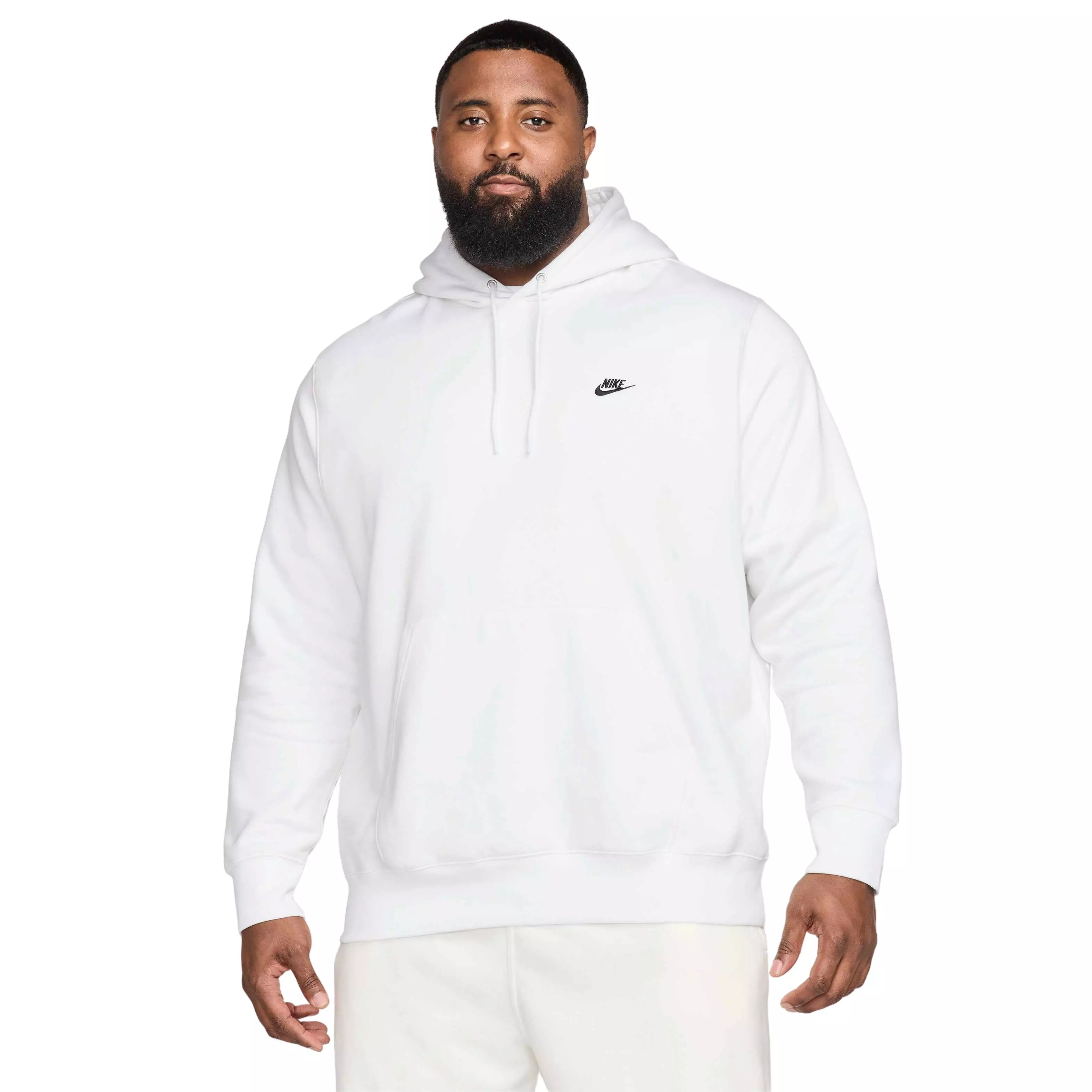 Nike Men's Club Pullover Fleece Hoodie - WHITE