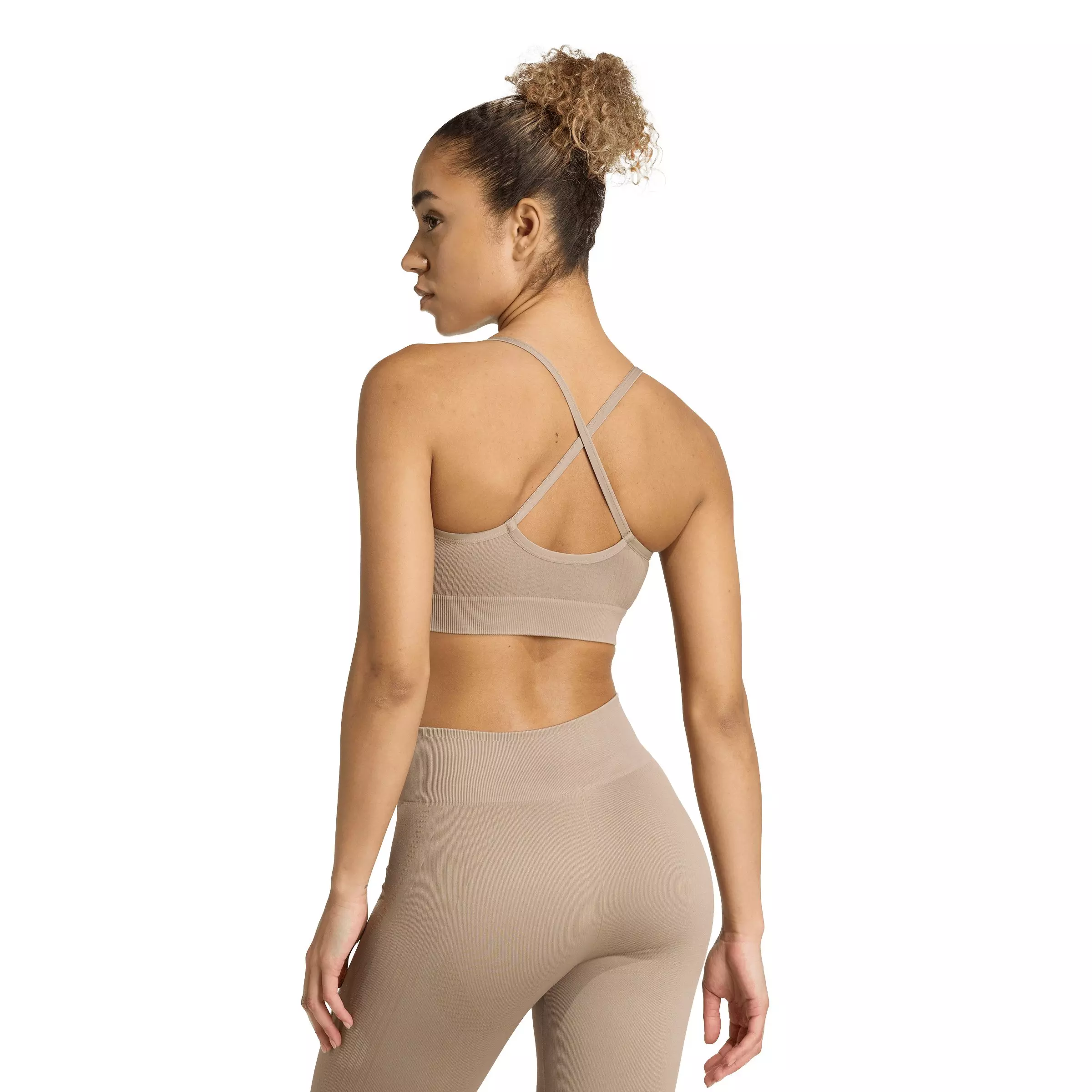 adidas Women's Workout Essentials Light-Support Knit Bra - Light Brown - LT BROWN