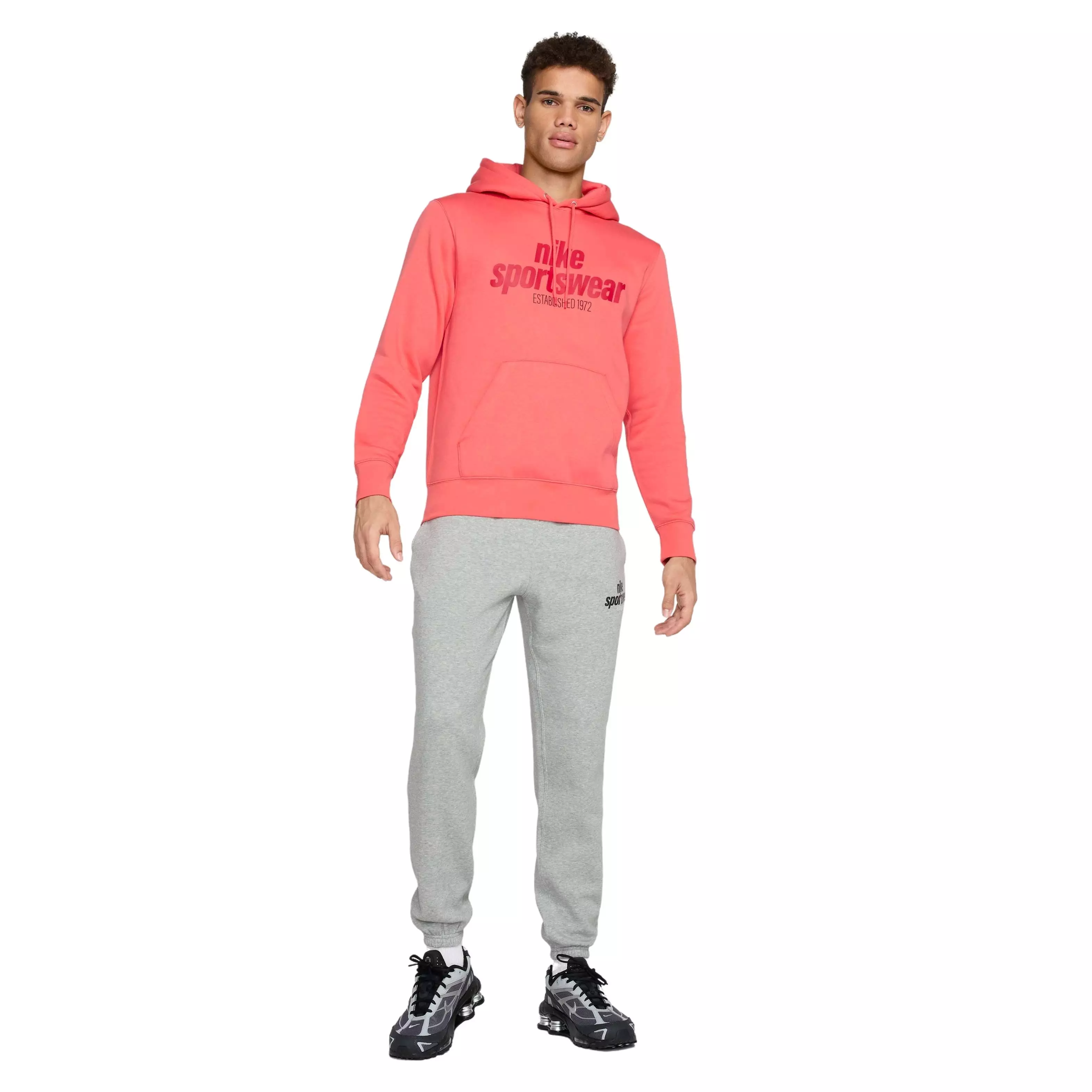 Nike Men's Sportswear Club BB Pullover Graphic Hoodie - ORANGE