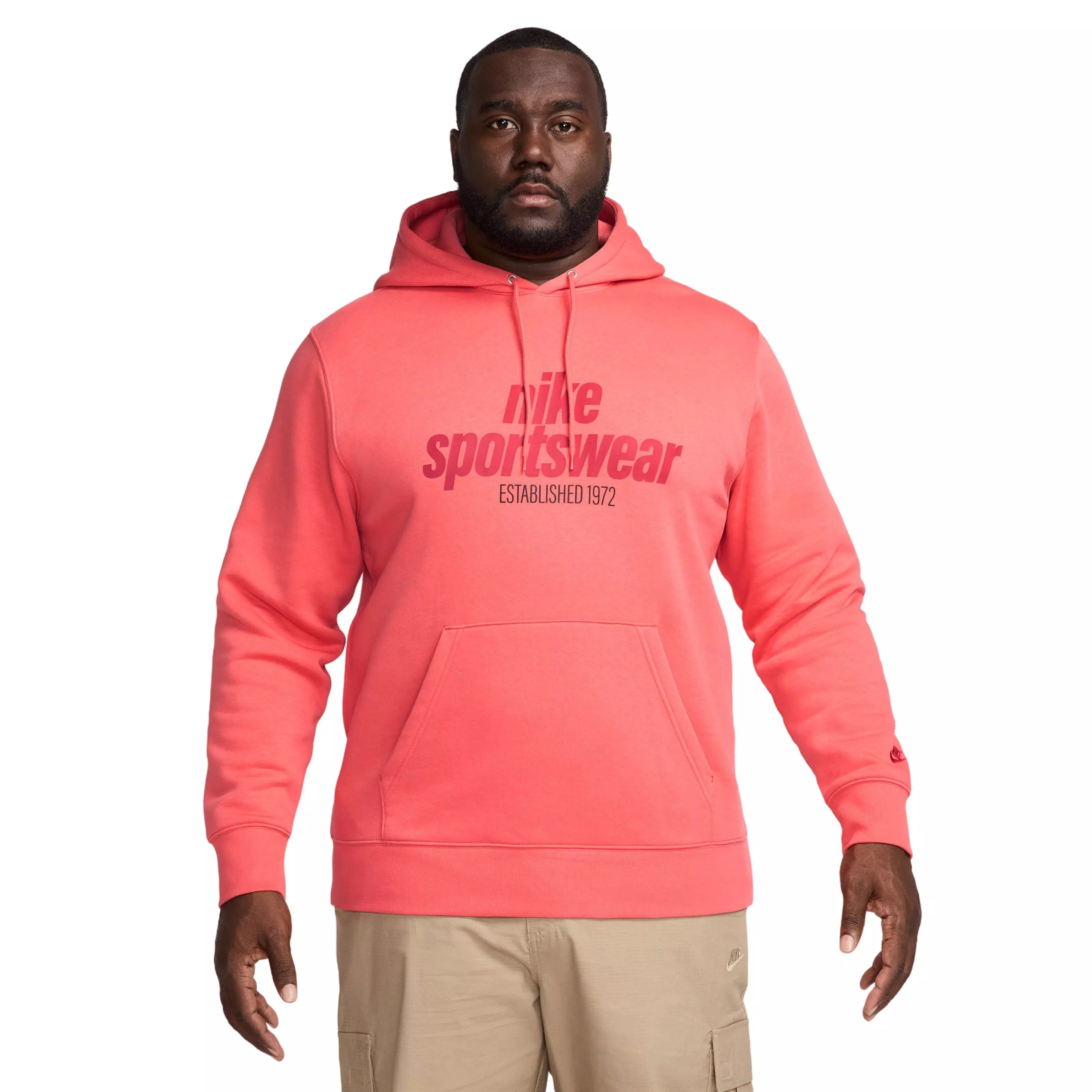 Nike Men's Sportswear Club BB Pullover Graphic Hoodie - ORANGE
