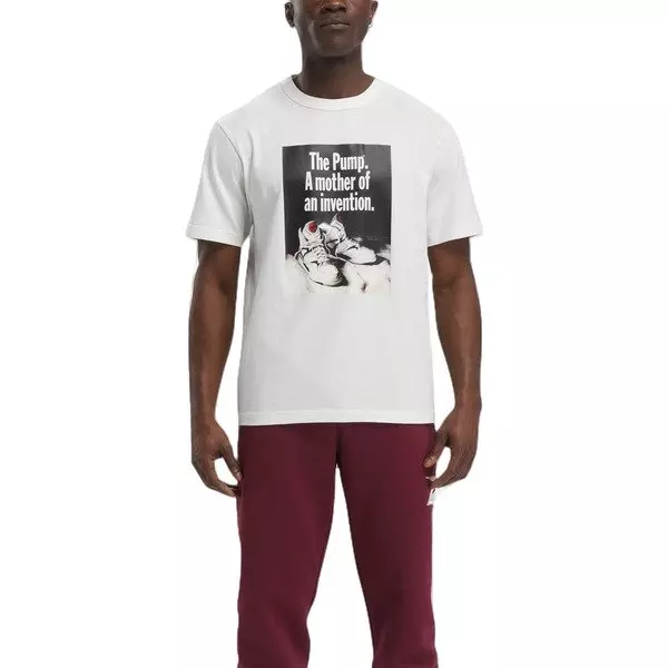 Reebok Men's Basketball Pump Graphic T-Shirt - Off-White - OFF-WHITE