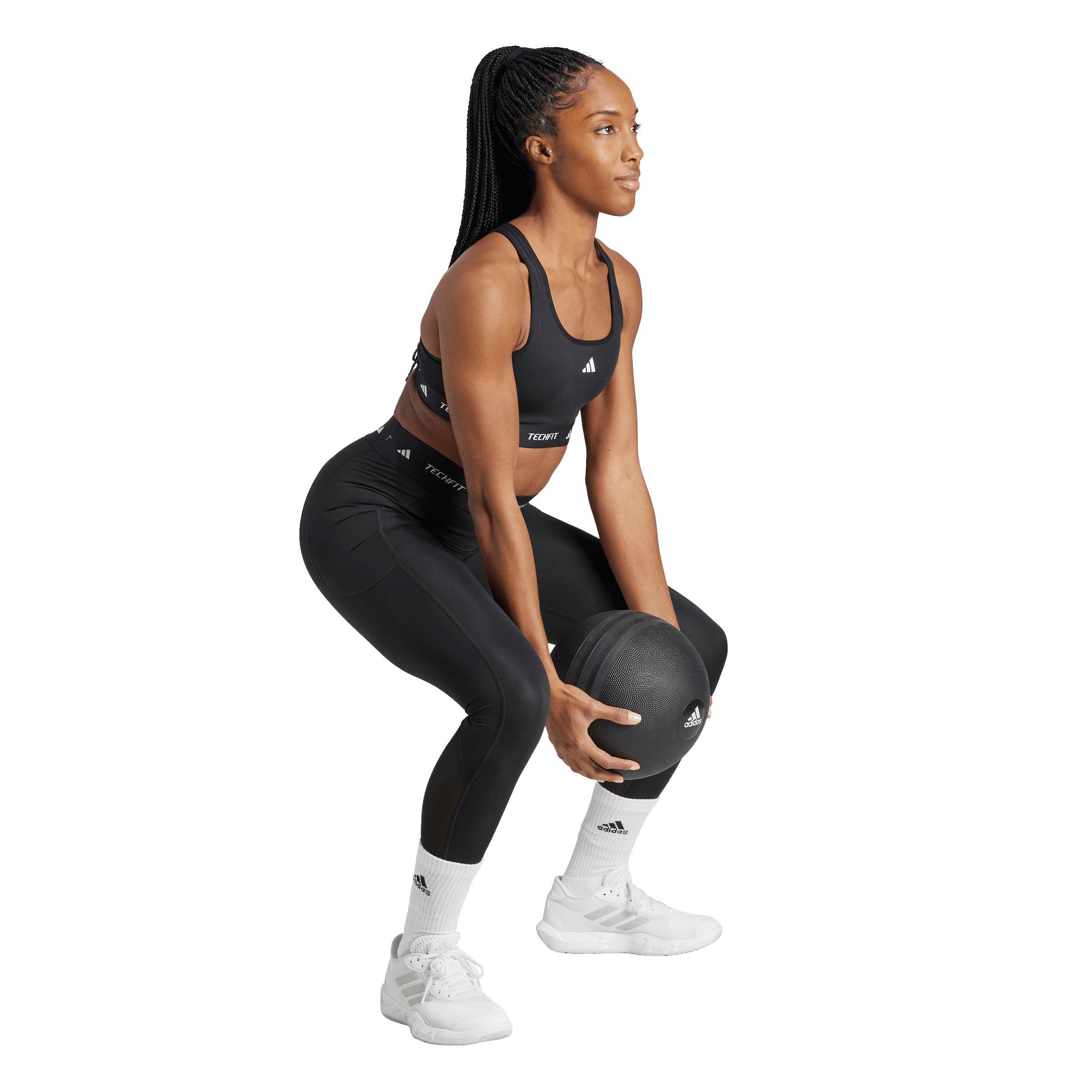 adidas Women's Medium Support TECHFIT Bra-Black - BLACK Thumbnail View 5