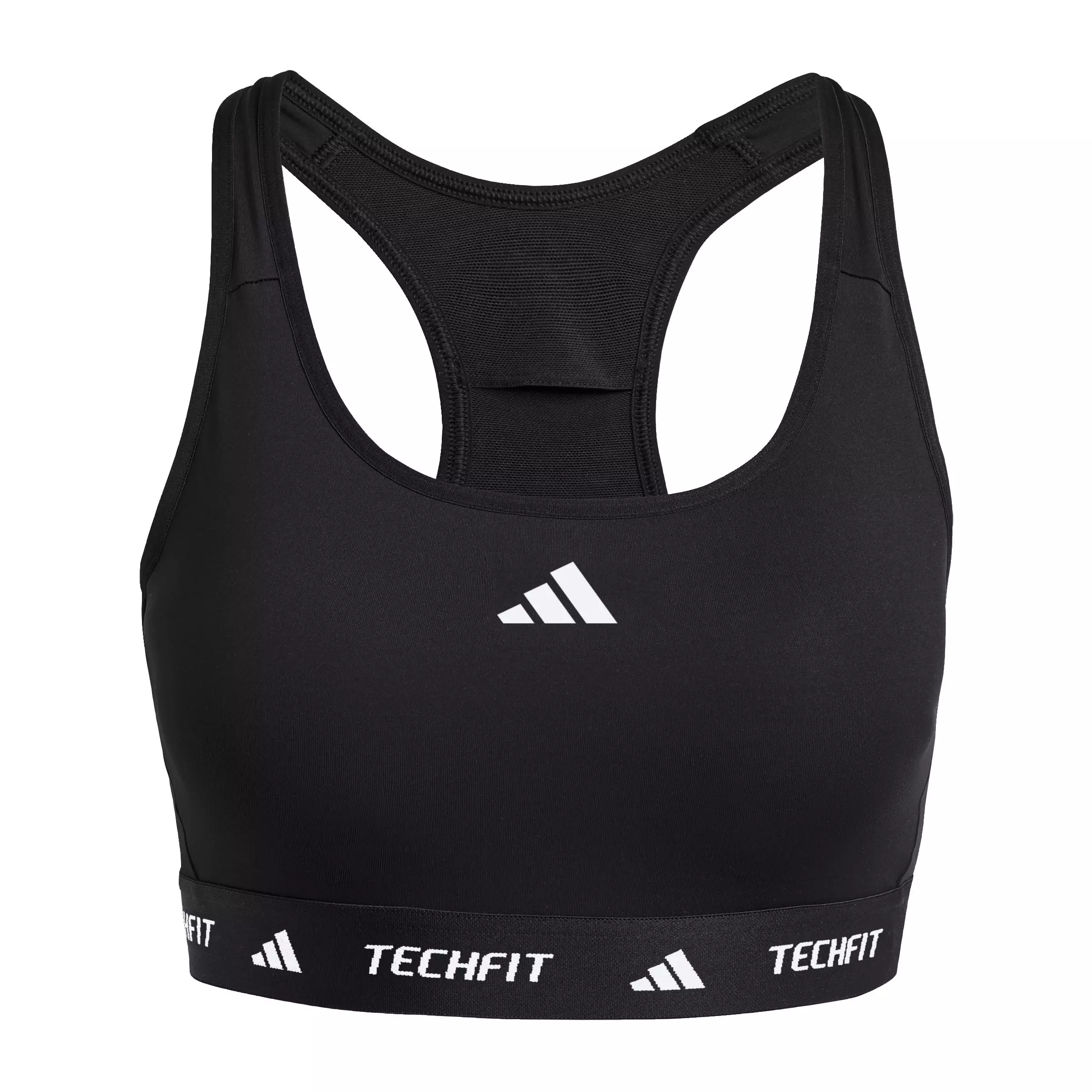 adidas Women's Medium Support TECHFIT Bra - Black - BLACK