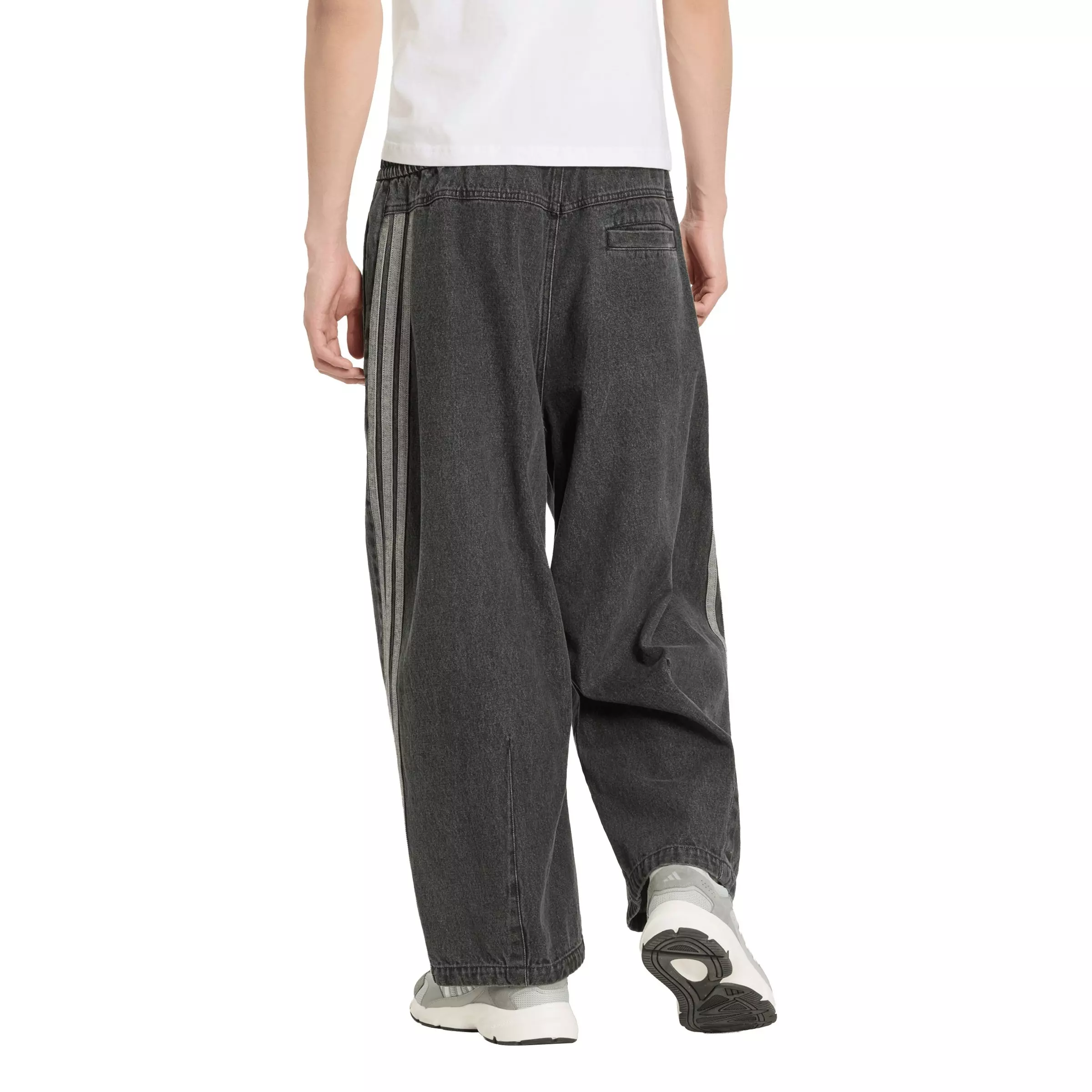 adidas Men's Stadium Oversized Fit Dark Denim Full Length Open Hem Track Pants - Black - BLACK