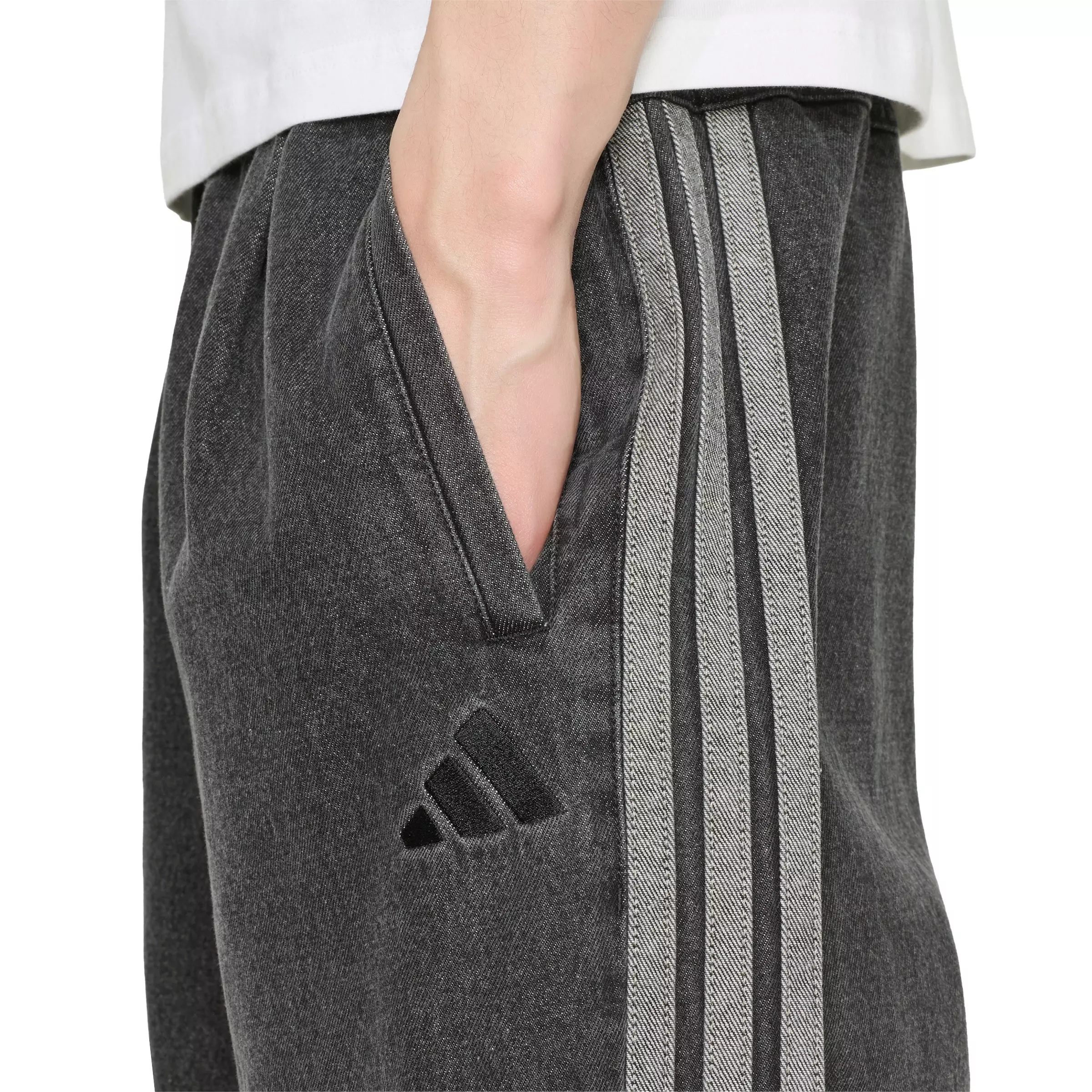adidas Men's Stadium Oversized Fit Dark Denim Full Length Open Hem Track Pants - Black - BLACK