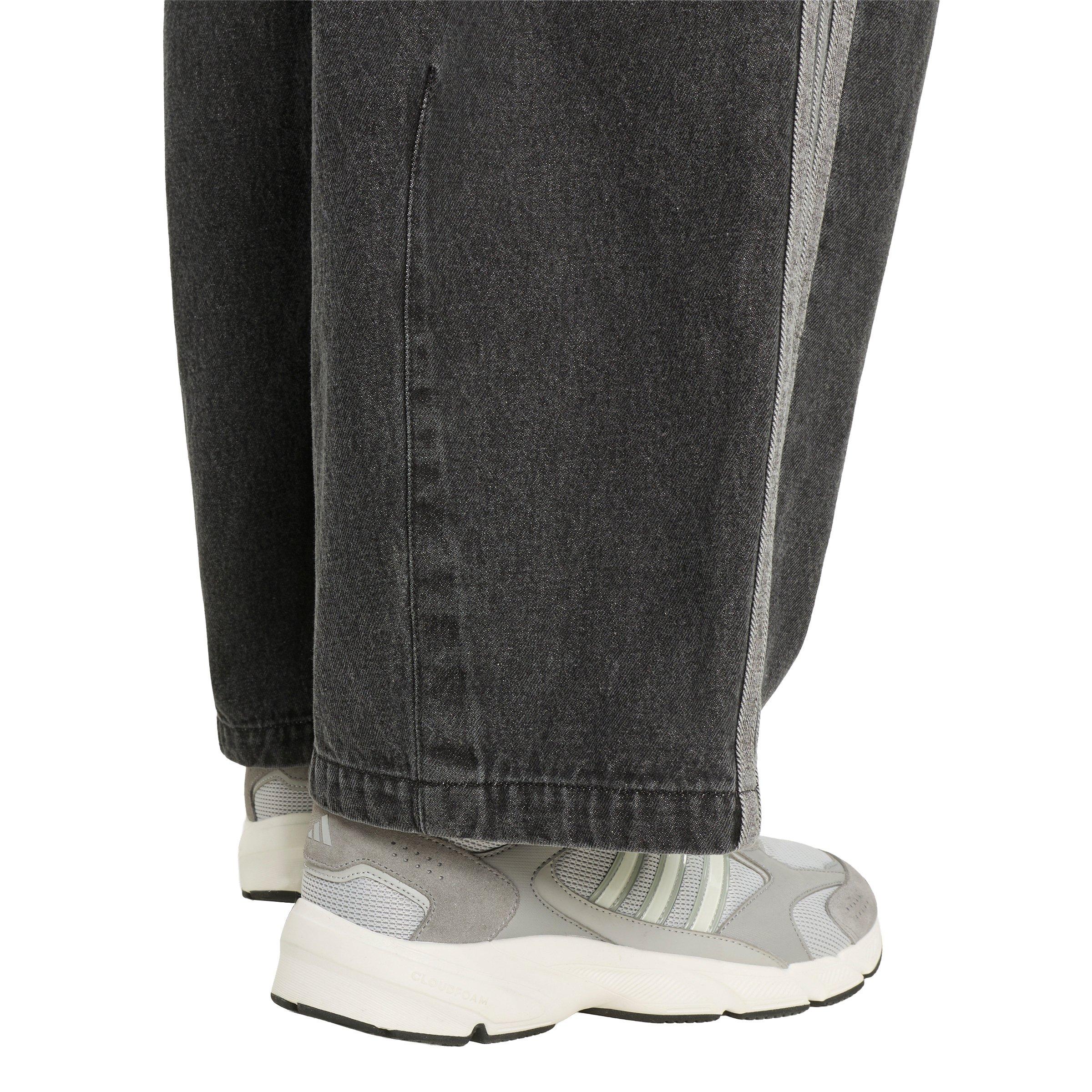 adidas Men's Stadium Oversized Fit Dark Denim Full Length Open Hem Track Pants - Black - BLACK