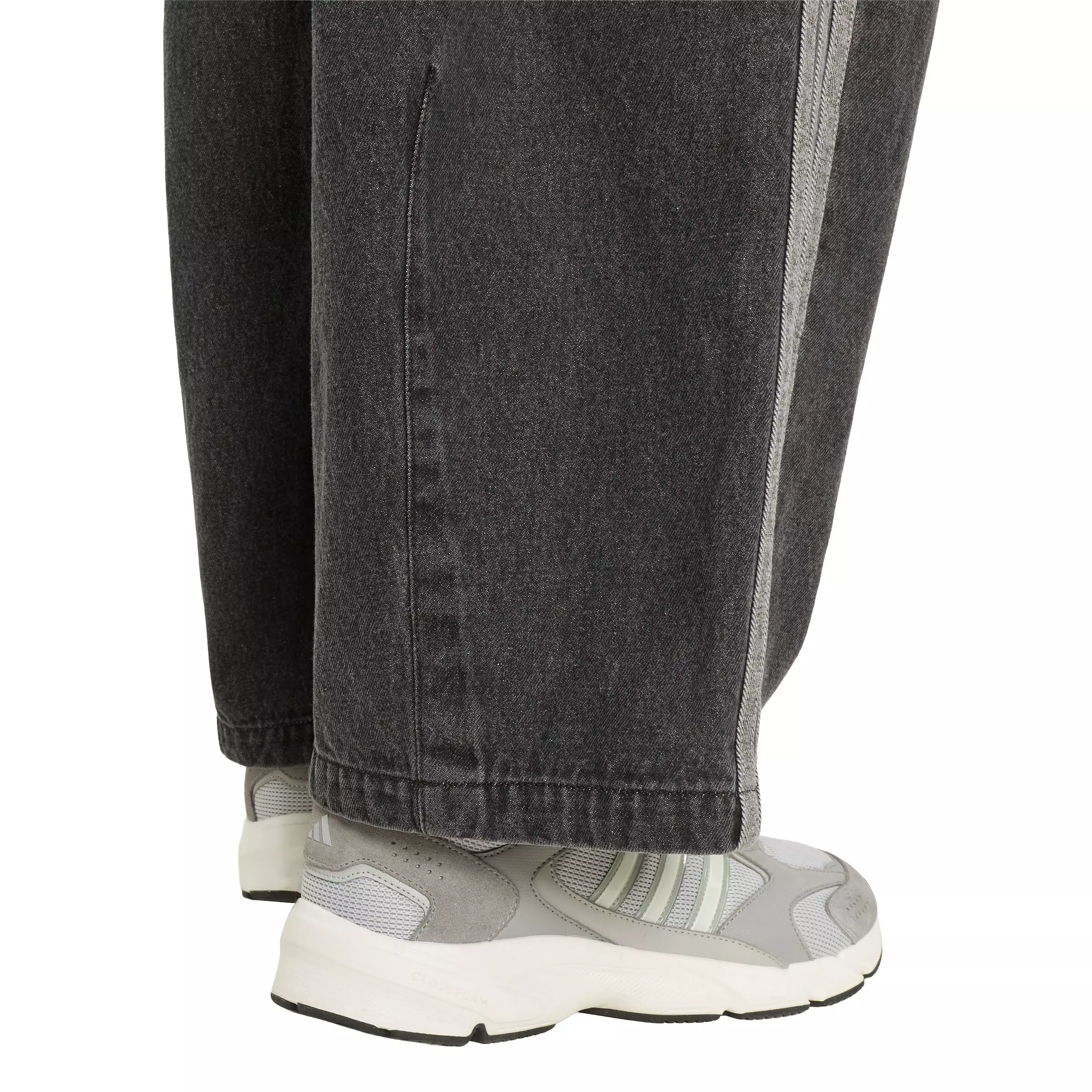 adidas Men's Stadium Oversized Fit Dark Denim Full Length Open Hem Track Pants - Black - BLACK