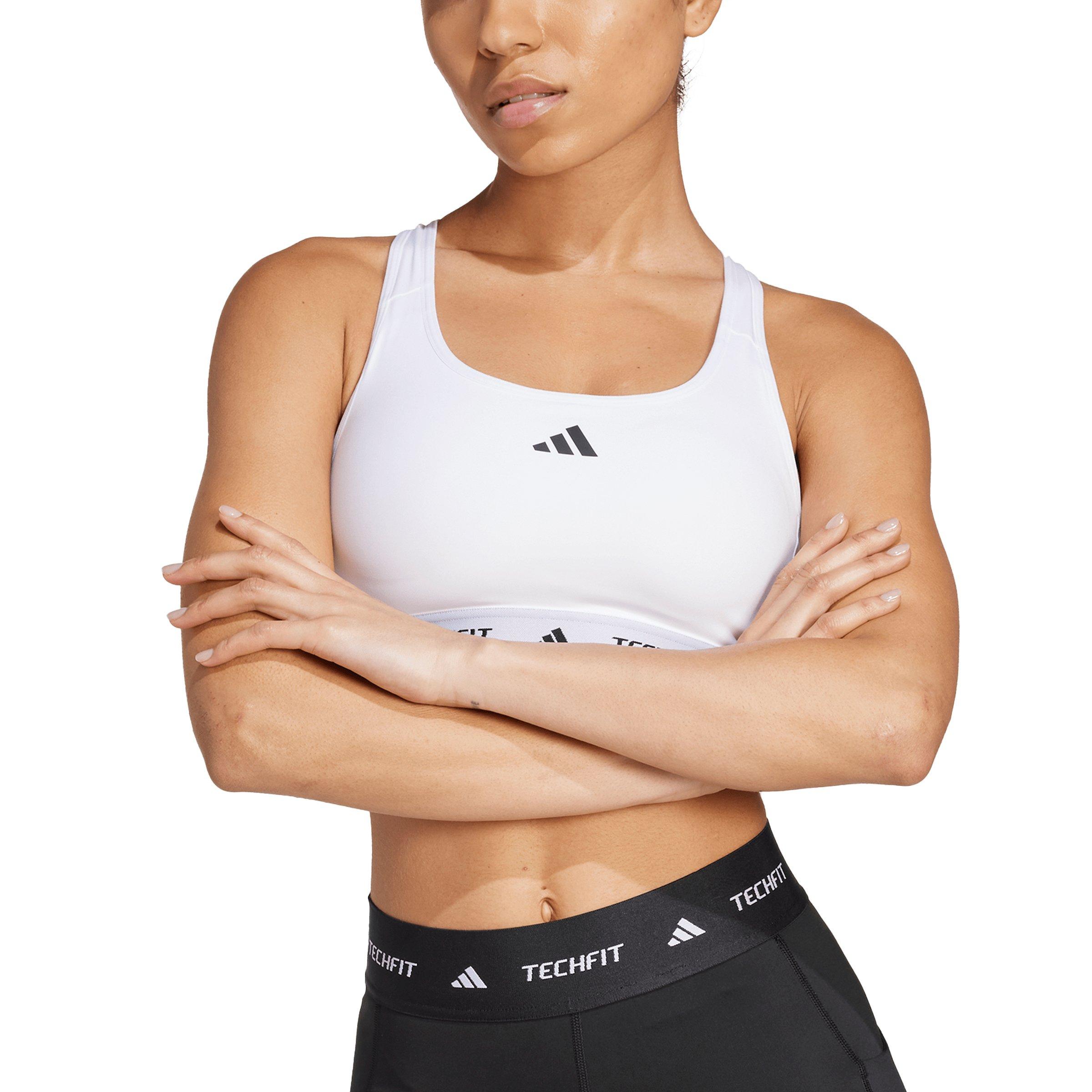 adidas Women's Medium Support TECHFIT Bra - White - WHITE Thumbnail View 1