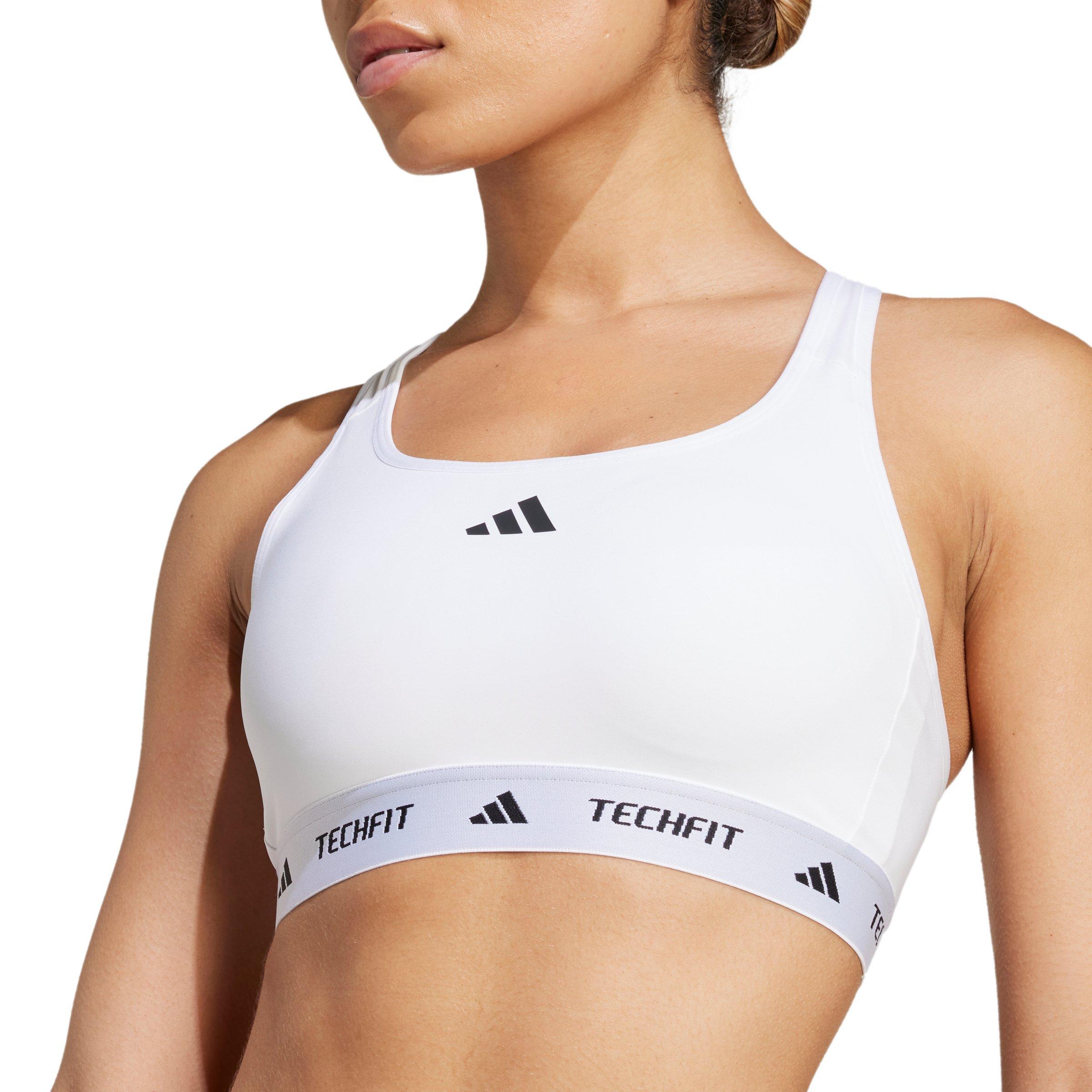 adidas Women's Medium Support TECHFIT Bra - White - WHITE Thumbnail View 3