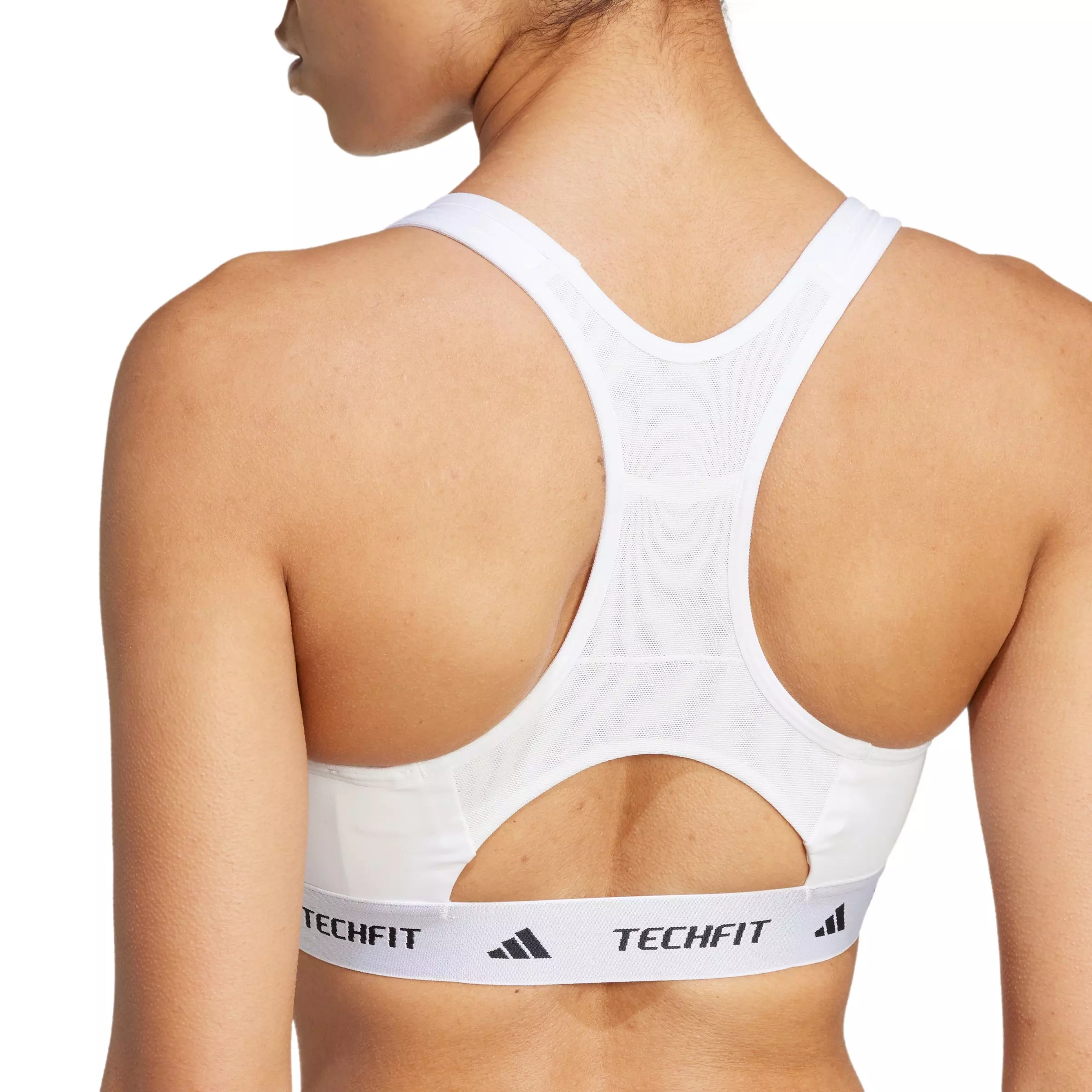 adidas Women's Medium Support TECHFIT Bra-White - WHITE