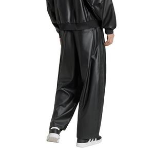 adidas Men's Stadium Oversized Fit Fake Leather Full length Open Hem Pants - Black - BLACK