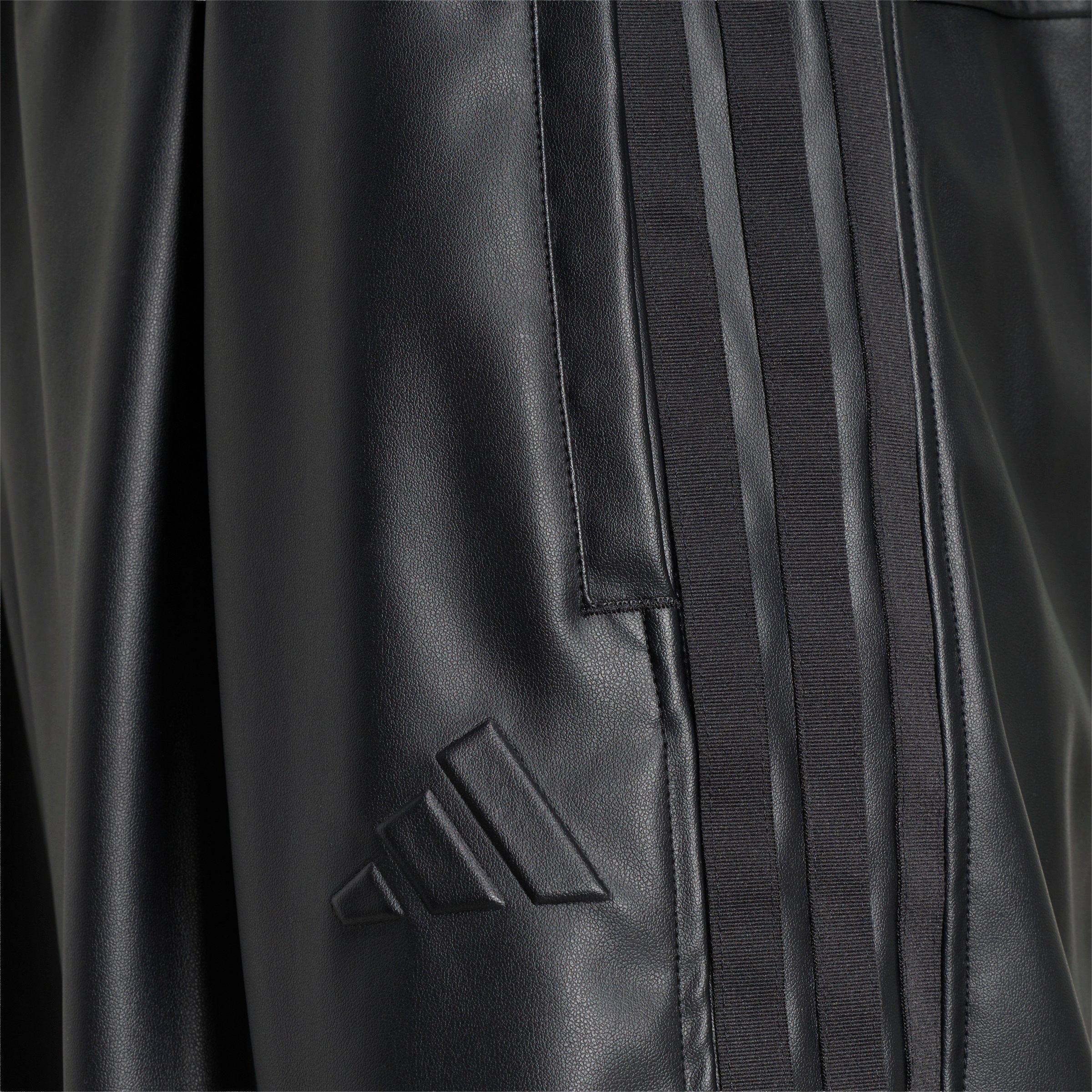 adidas Men's Stadium Oversized Fit Fake Leather Full length Open Hem Pants - Black - BLACK