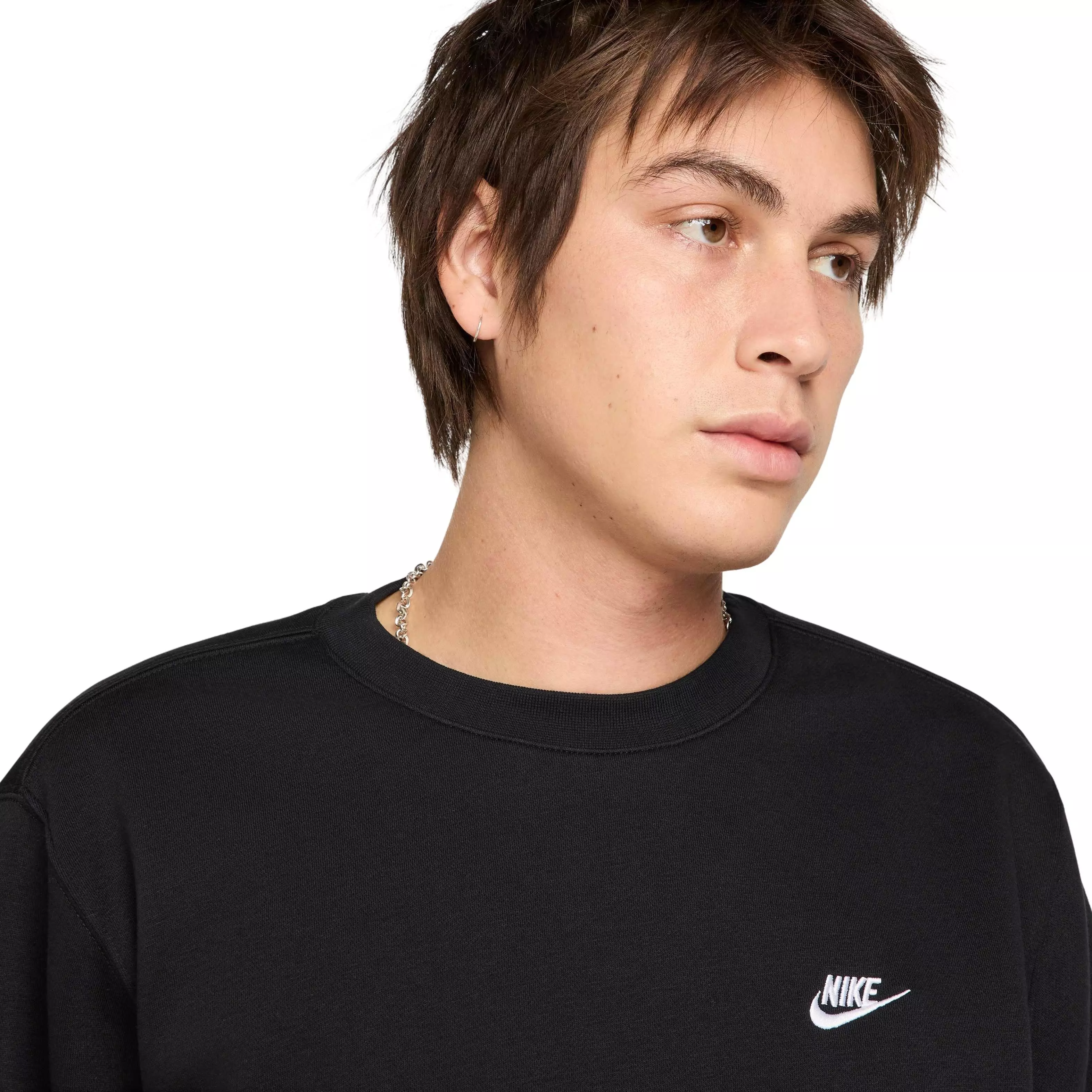 Nike Men's Club Brushed Fleece Crewneck Sweatshirt - BLACK