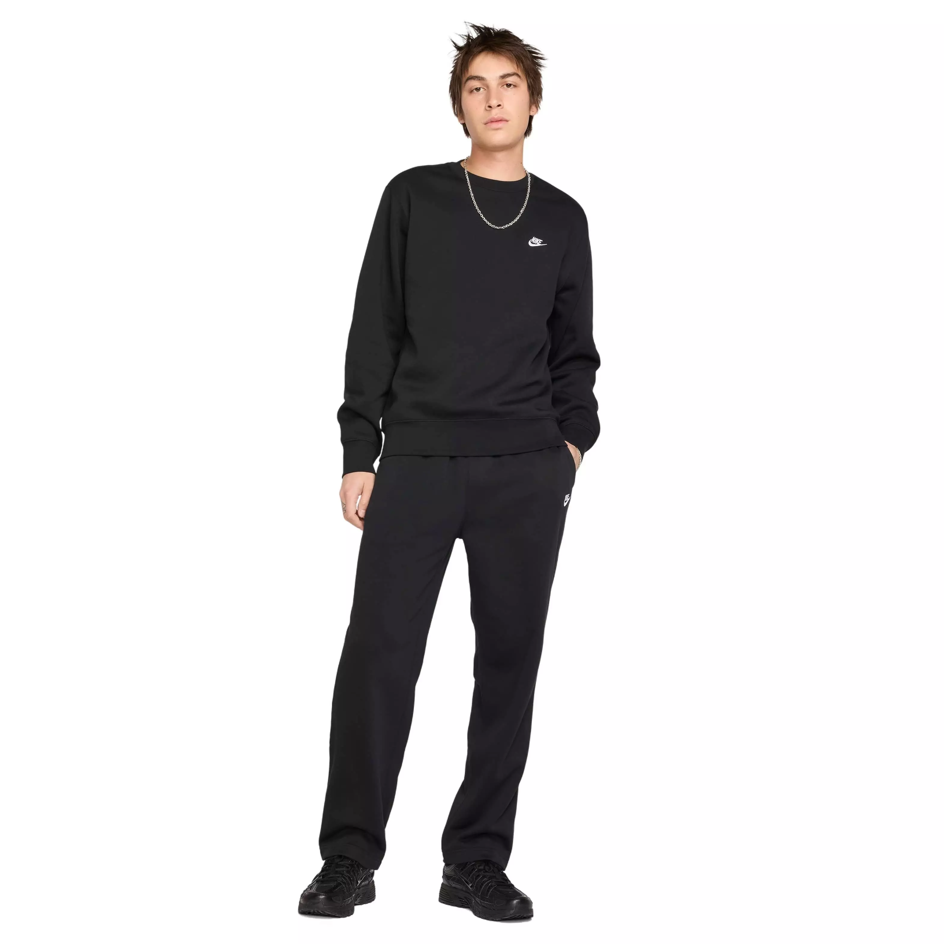 Nike Men's Club Brushed Fleece Crewneck Sweatshirt - BLACK