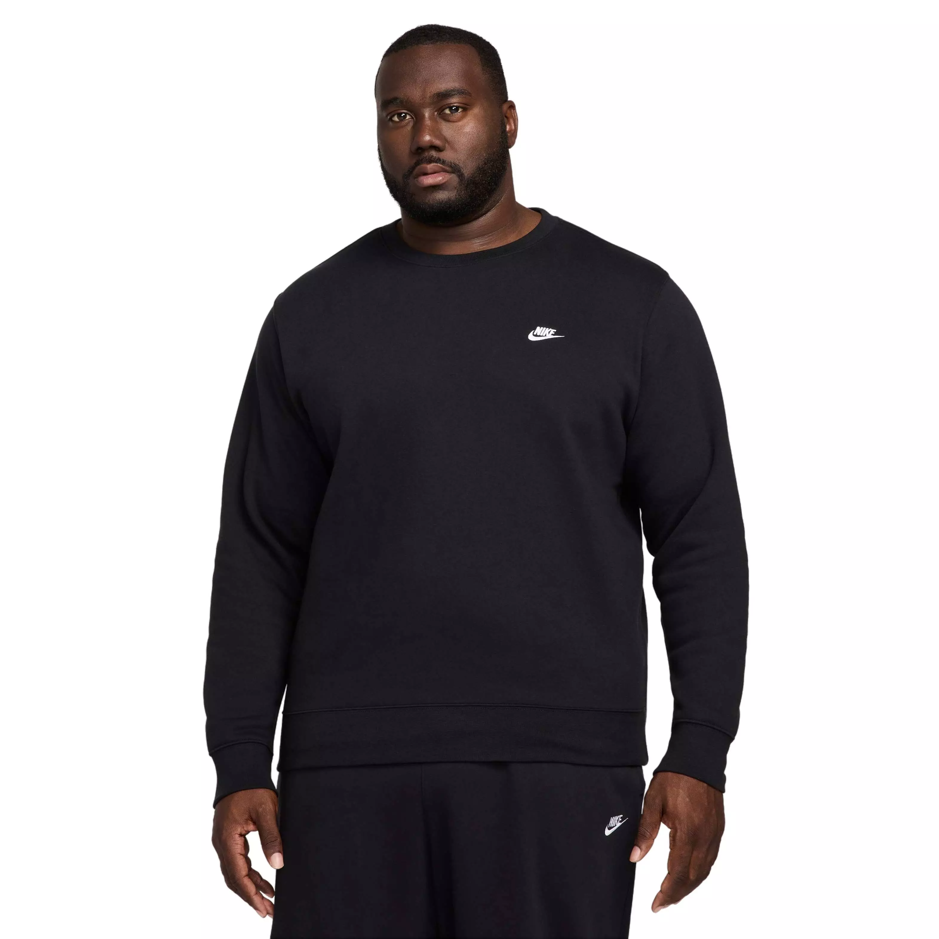 Nike Men's Club Brushed Fleece Crewneck Sweatshirt - BLACK
