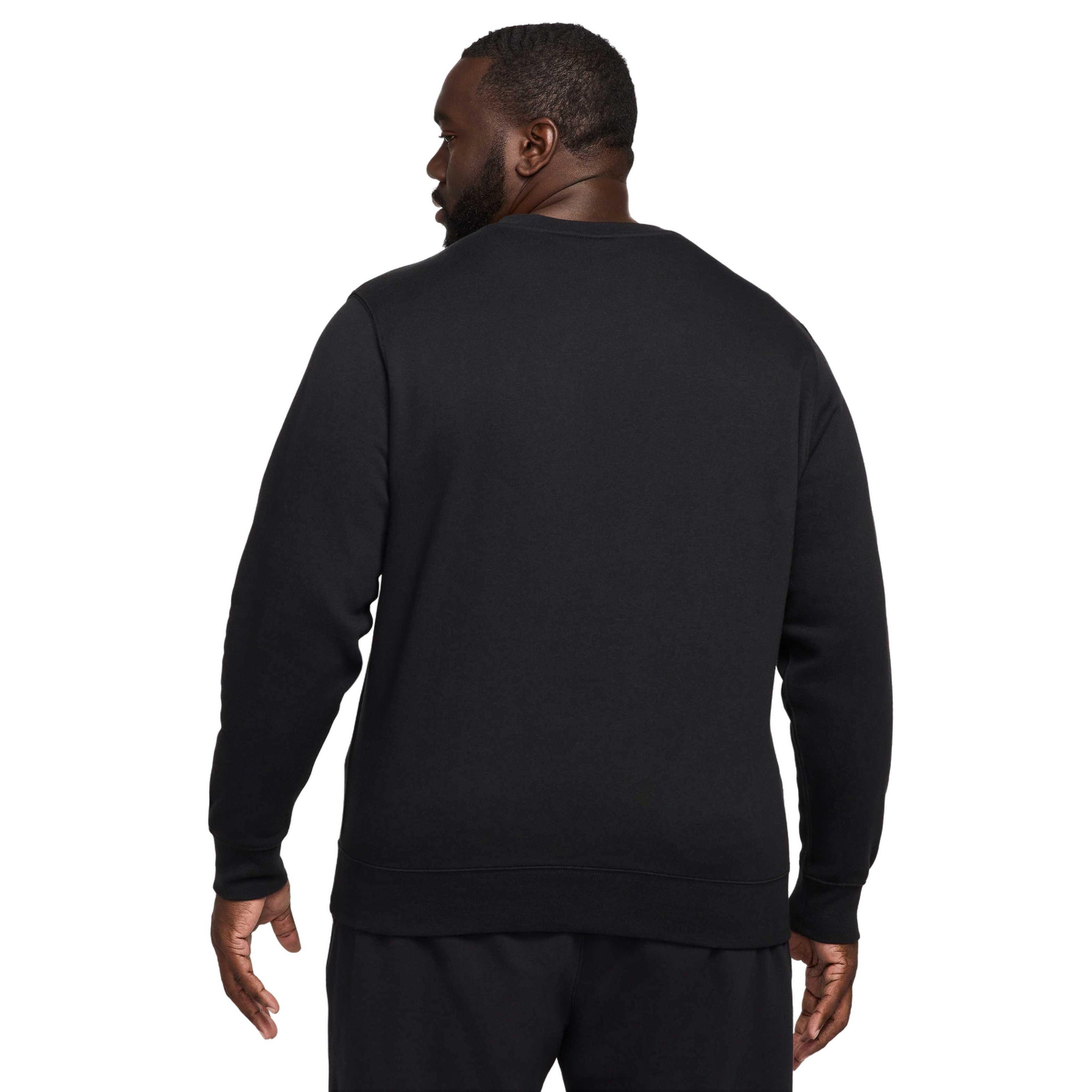 Nike Men's Club Brushed Fleece Crewneck Sweatshirt - BLACK Thumbnail View 7