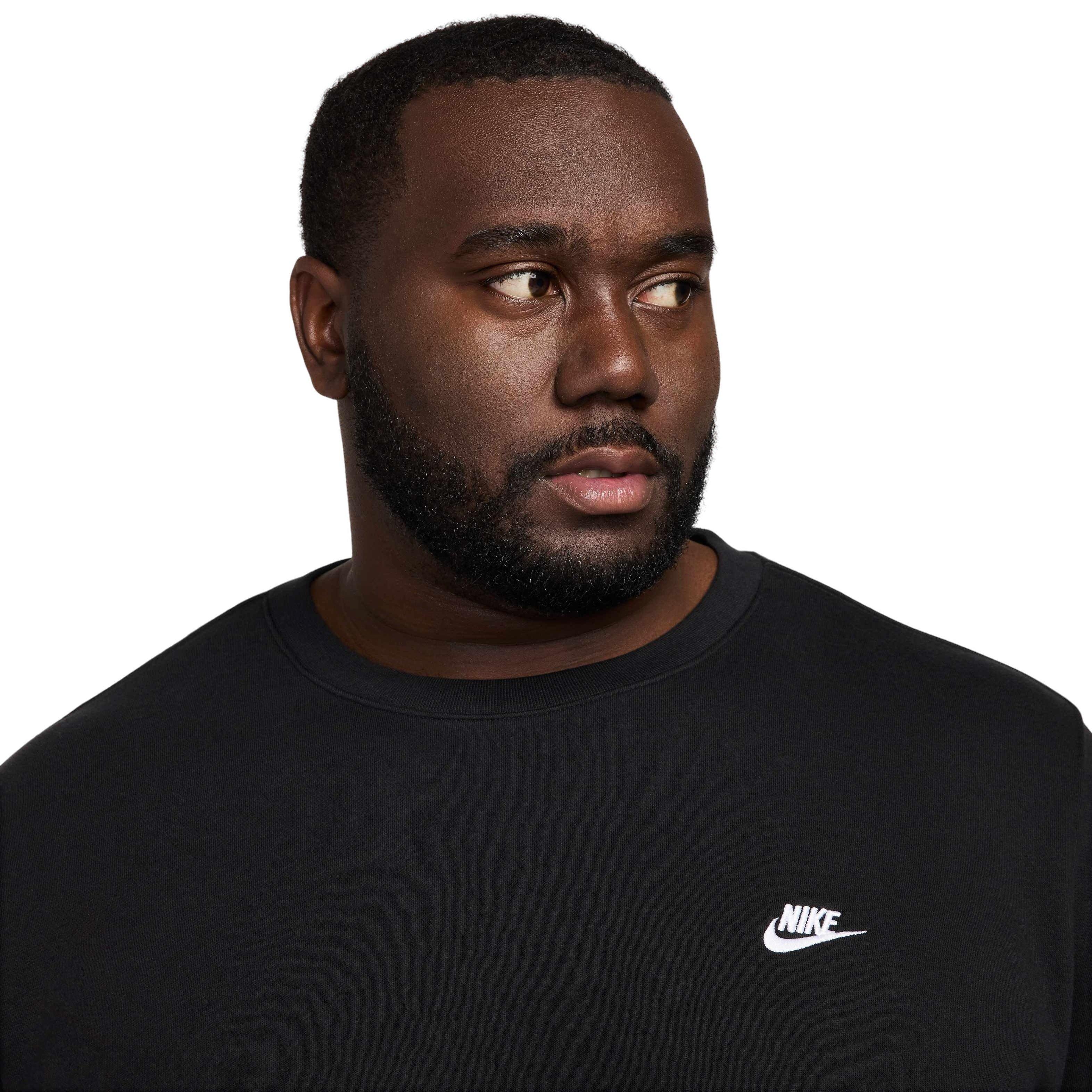 Nike Men's Club Brushed Fleece Crewneck Sweatshirt - BLACK Thumbnail View 8